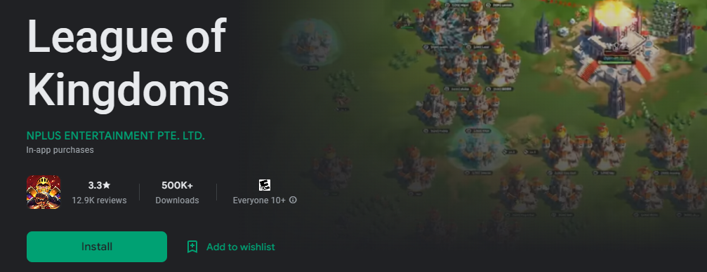 League of Kingdoms Google Play store page