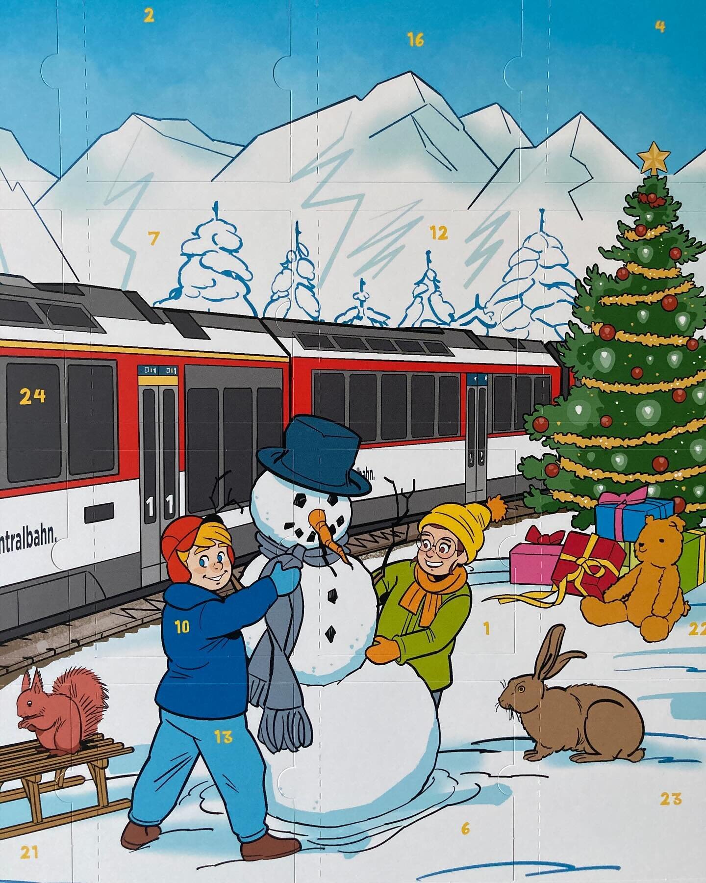 Adventskalender der Schweizer Zentralbahn 2023.
#illustration #advent #tuerchen #snowman #schneemann #schnee