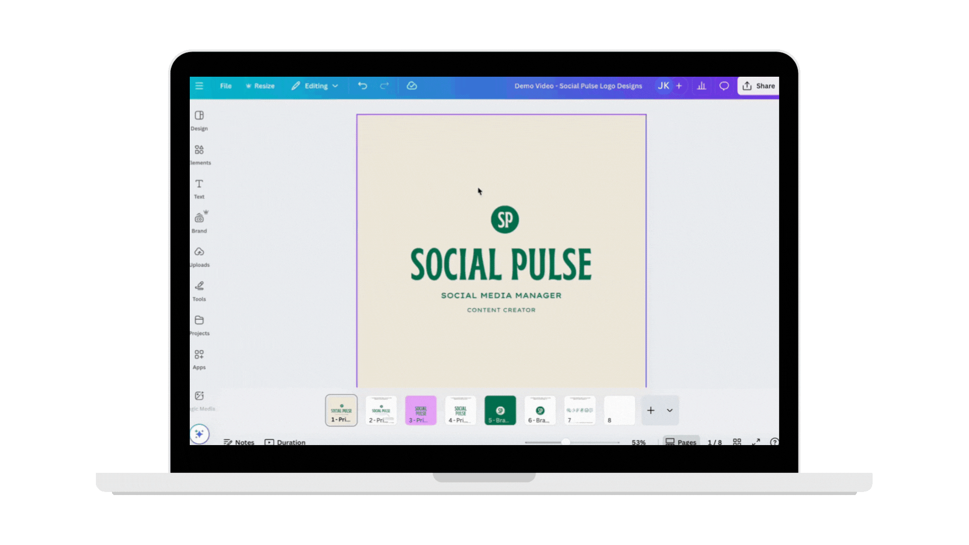Editing Social Pulse Logo Template in Canva