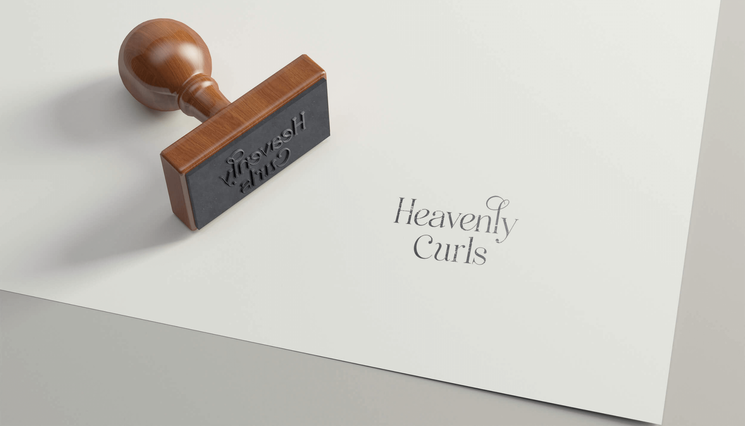 Heavenly Curls luxury brand identity elements including logo