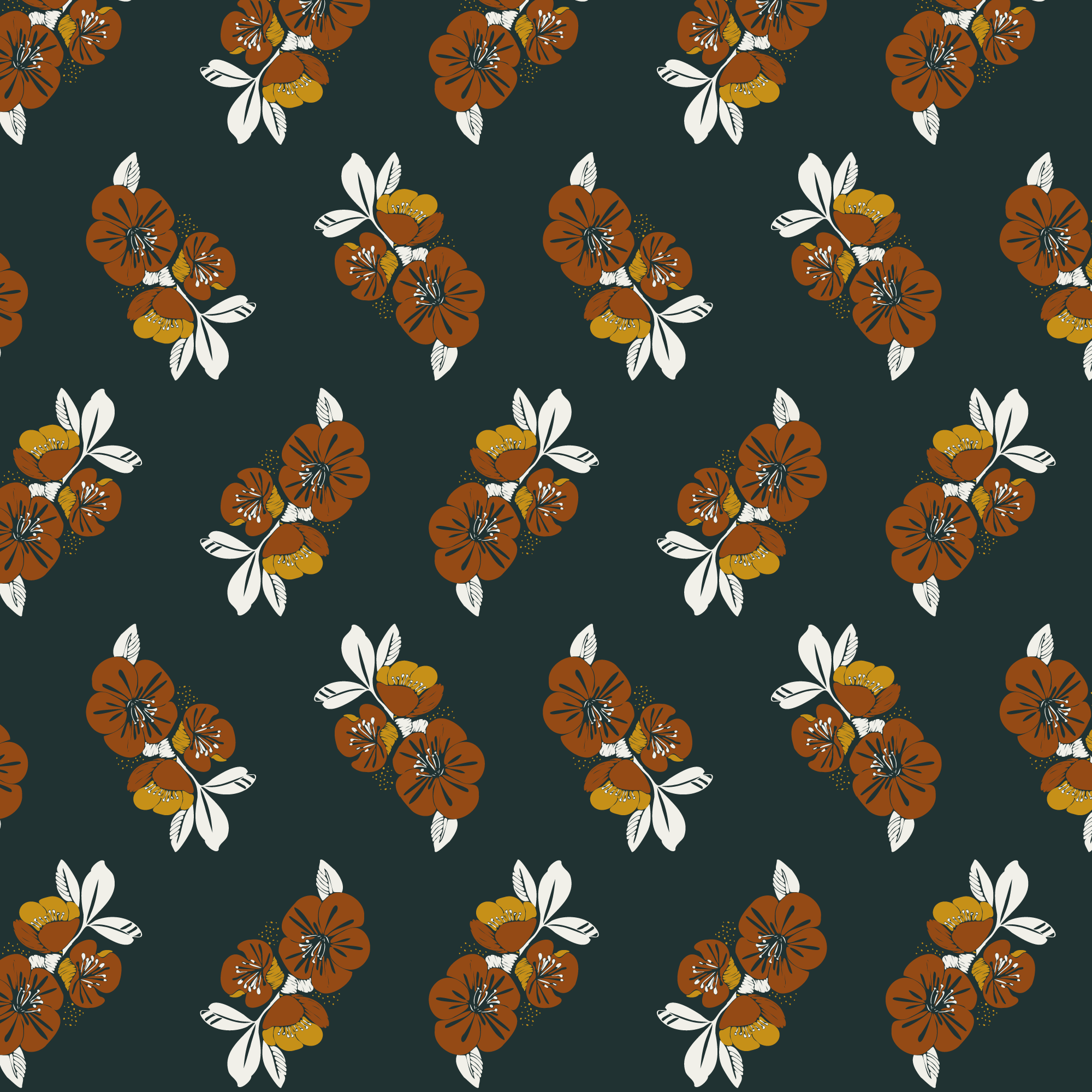 Hellebore & Quince Repeat Pattern 4