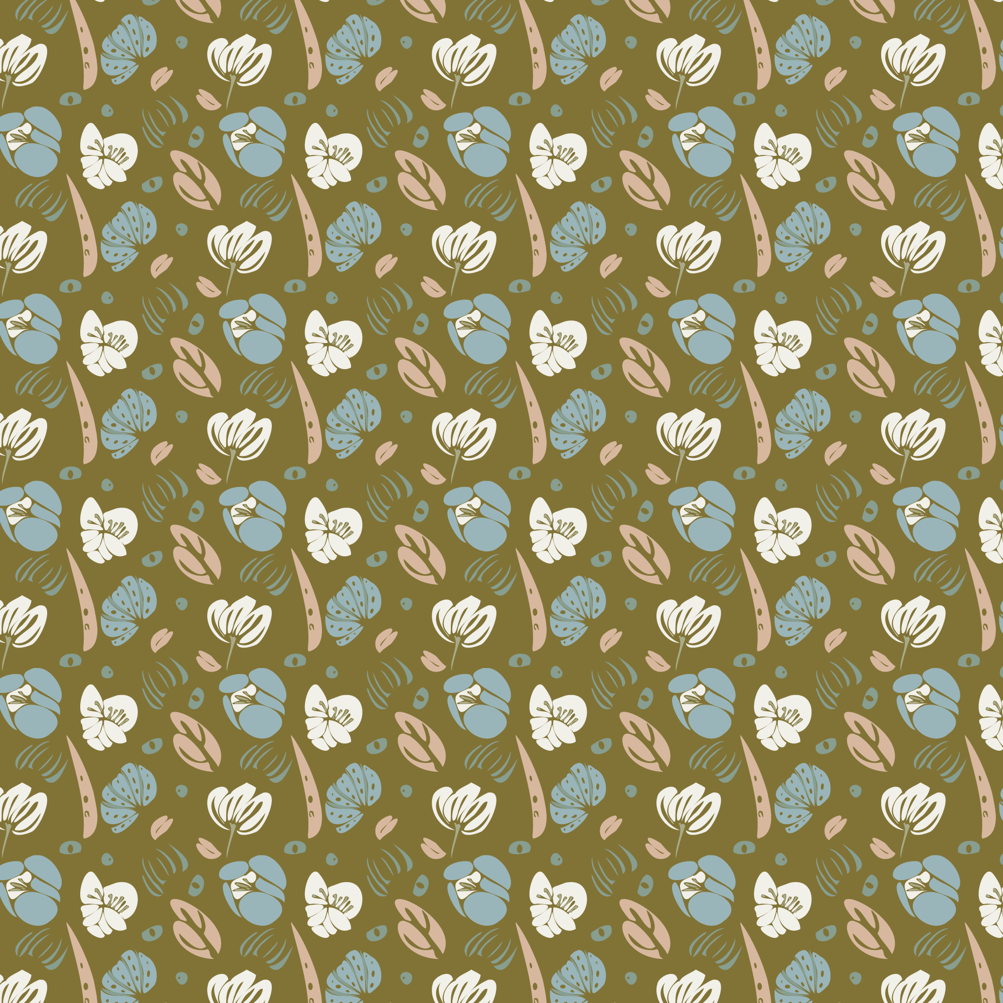 Hellebore & Quince Repeat Pattern 8
