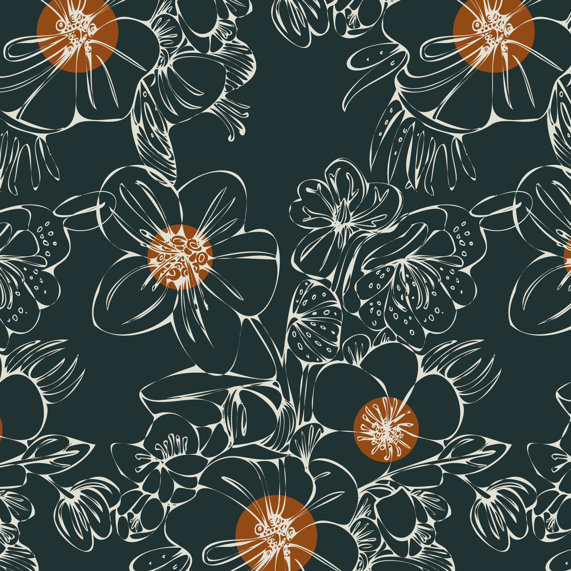 Hellebore & Quince Repeat Pattern 4