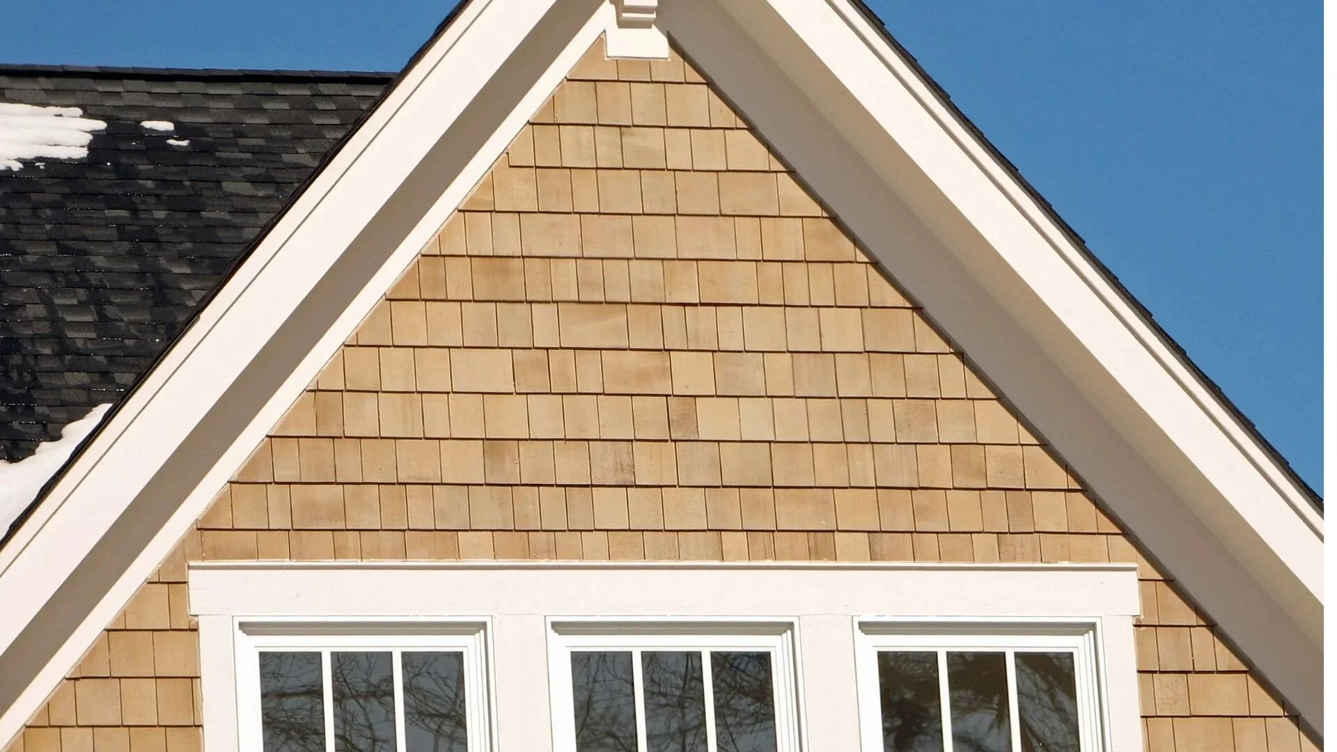 Fiber cement shake siding on a home gable in Louisville Kentucky