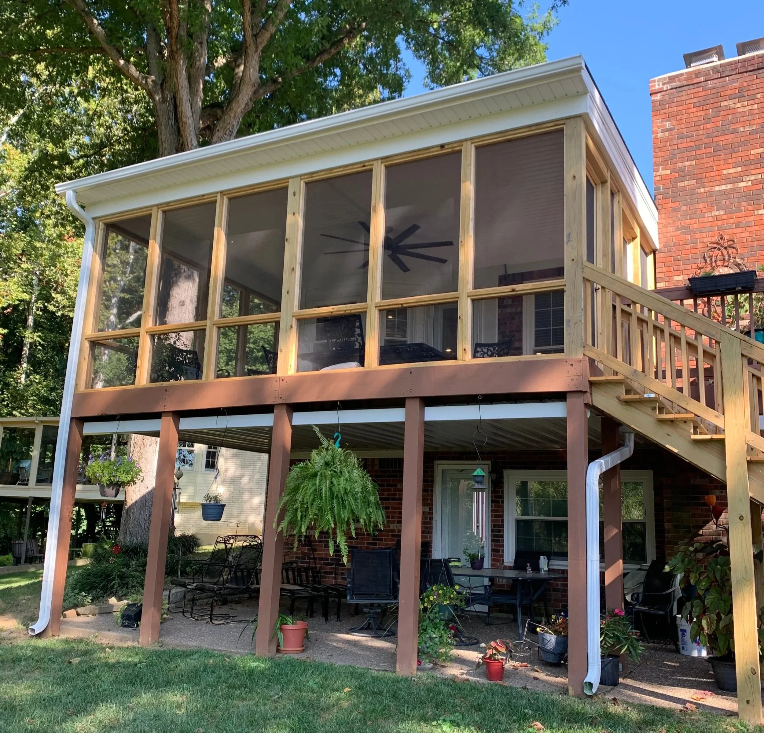 Screened-in porch with mesh screening for bug-free outdoor living