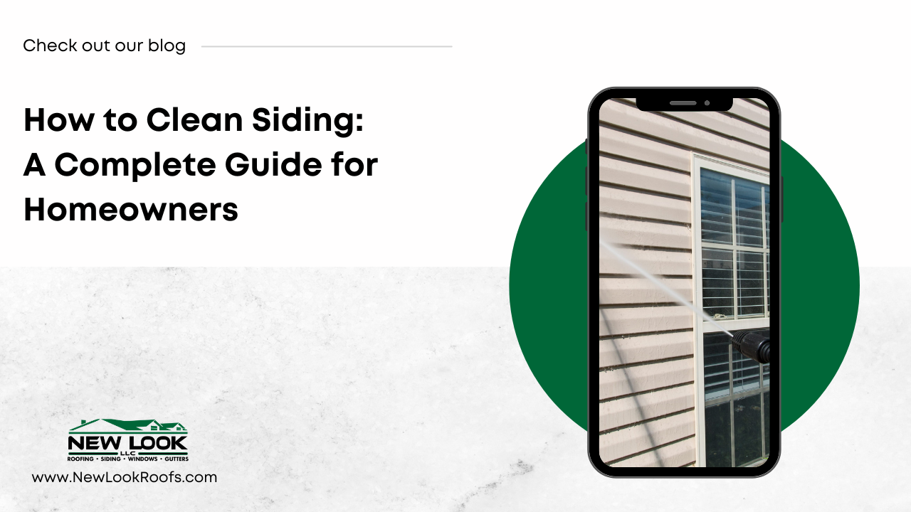 Homeowner washing vinyl siding with a soft-bristle brush and hose