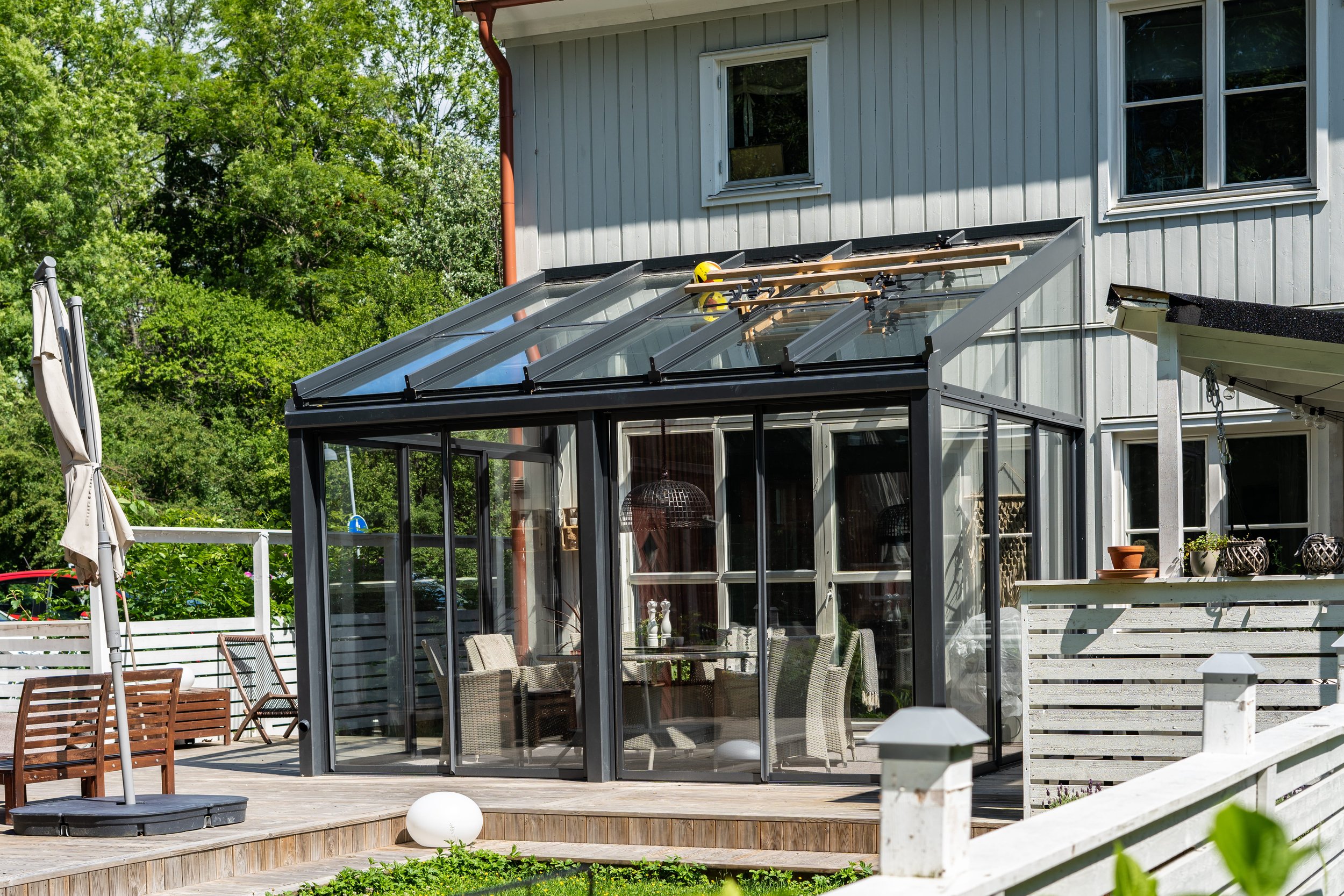 Four-season porch with insulated walls and energy-efficient windows