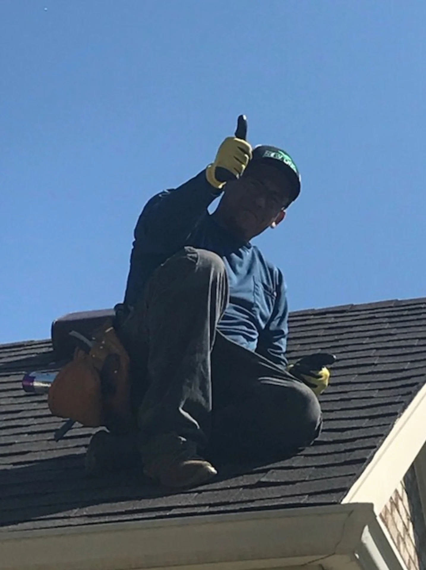 Roofing work can be physically demanding because it involves heavy lifting, as well as climbing, bending, and kneeling, frequently in very hot weather. These guys make this job look easy. Always staying in good spirits regardless of the hot temp