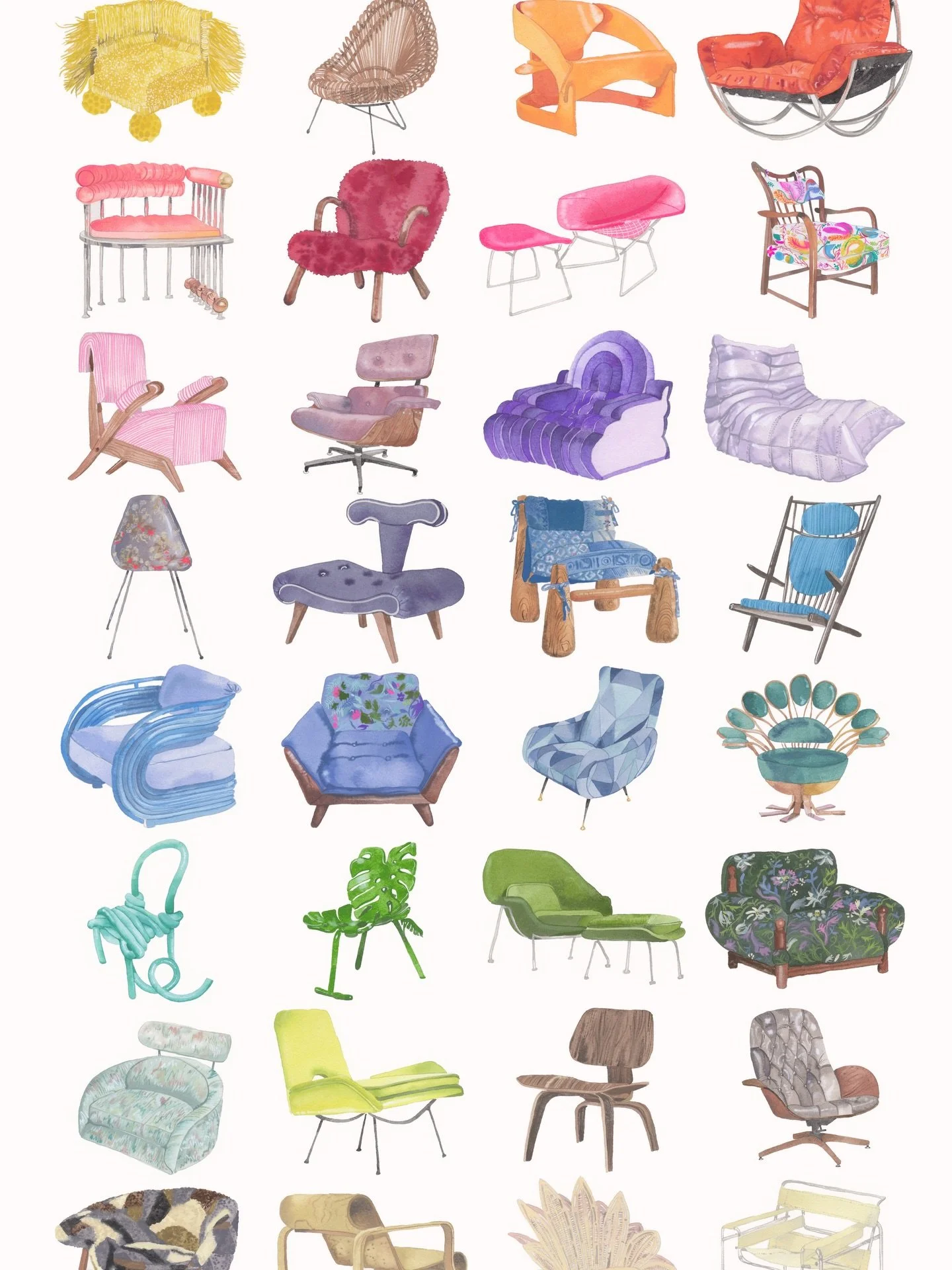🪑* giveaway * 🪑

To celebrate the launch of my new 32 chairs print launching @materialmatters.world this weekend I&rsquo;m giving away a 12 x 18 artists proof giclee print 🖼️

One of my email subscribers will be picked randomly in a weeks time so 