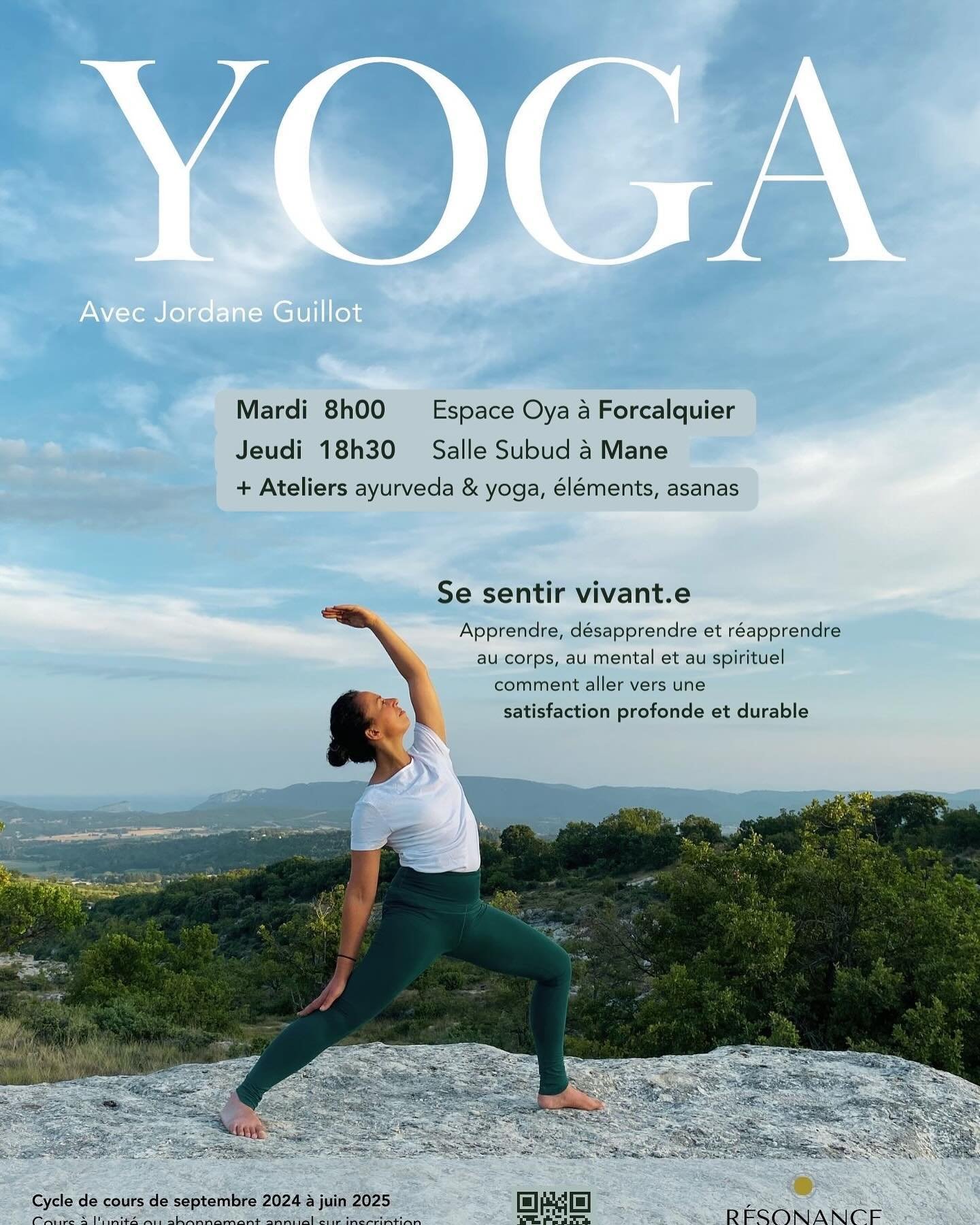 Om!

Je suis ravie de vous accueillir &agrave; Forcalquier, Mane et aussi en ligne pour des cours hebdomadaires et des ateliers.

Cette ann&eacute;e, il y a :
✨Deux cr&eacute;neaux uniques en pr&eacute;sentiel avec des nouveaux horaires.
✨Un cours en