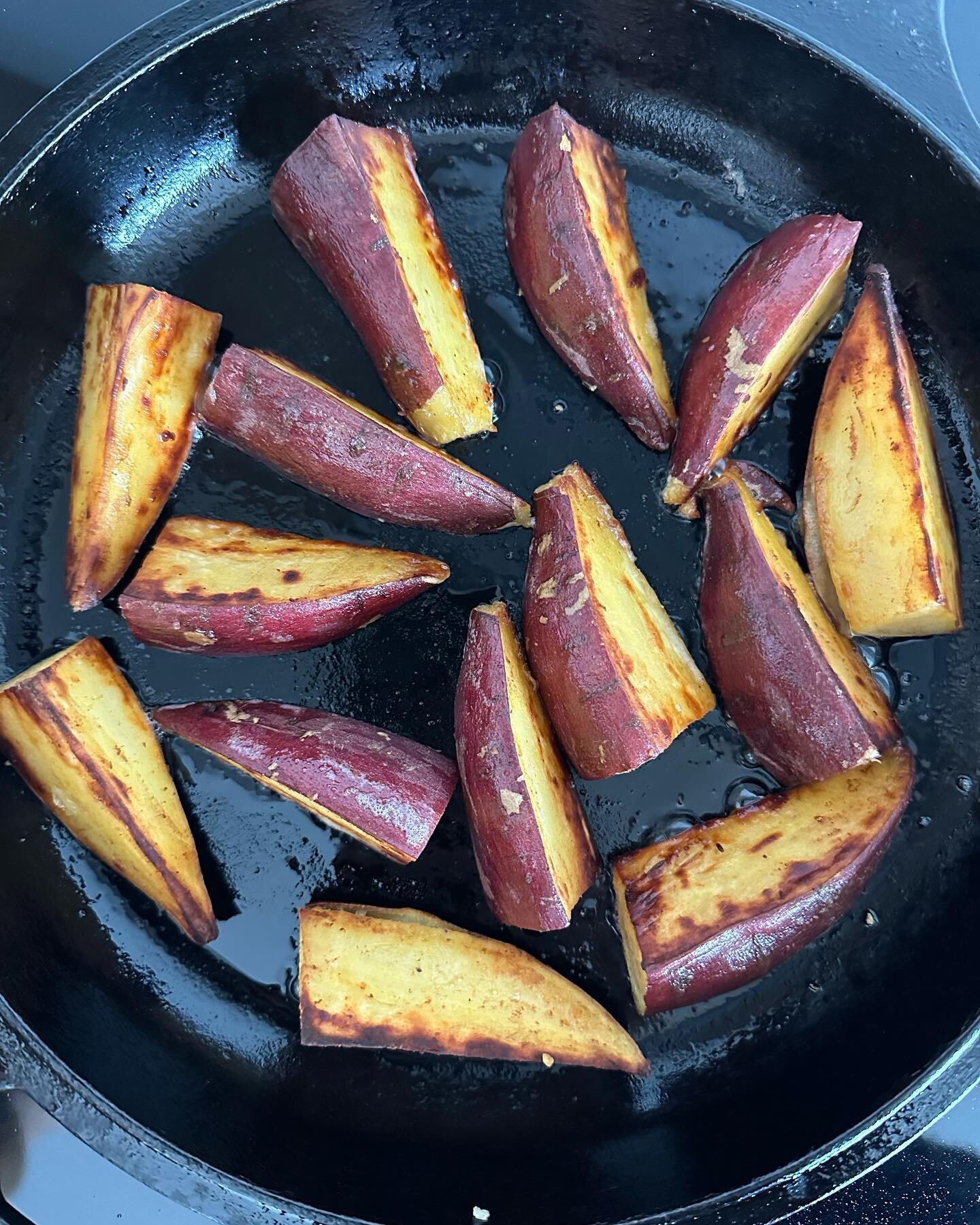 The secret to making the best Japanese sweet potatoes you&rsquo;ve ever tasted is to first steam them whole until they are fully cooked through. Then cut them into spears for searing. We used avocado oil which has a high smoke point and seared out po