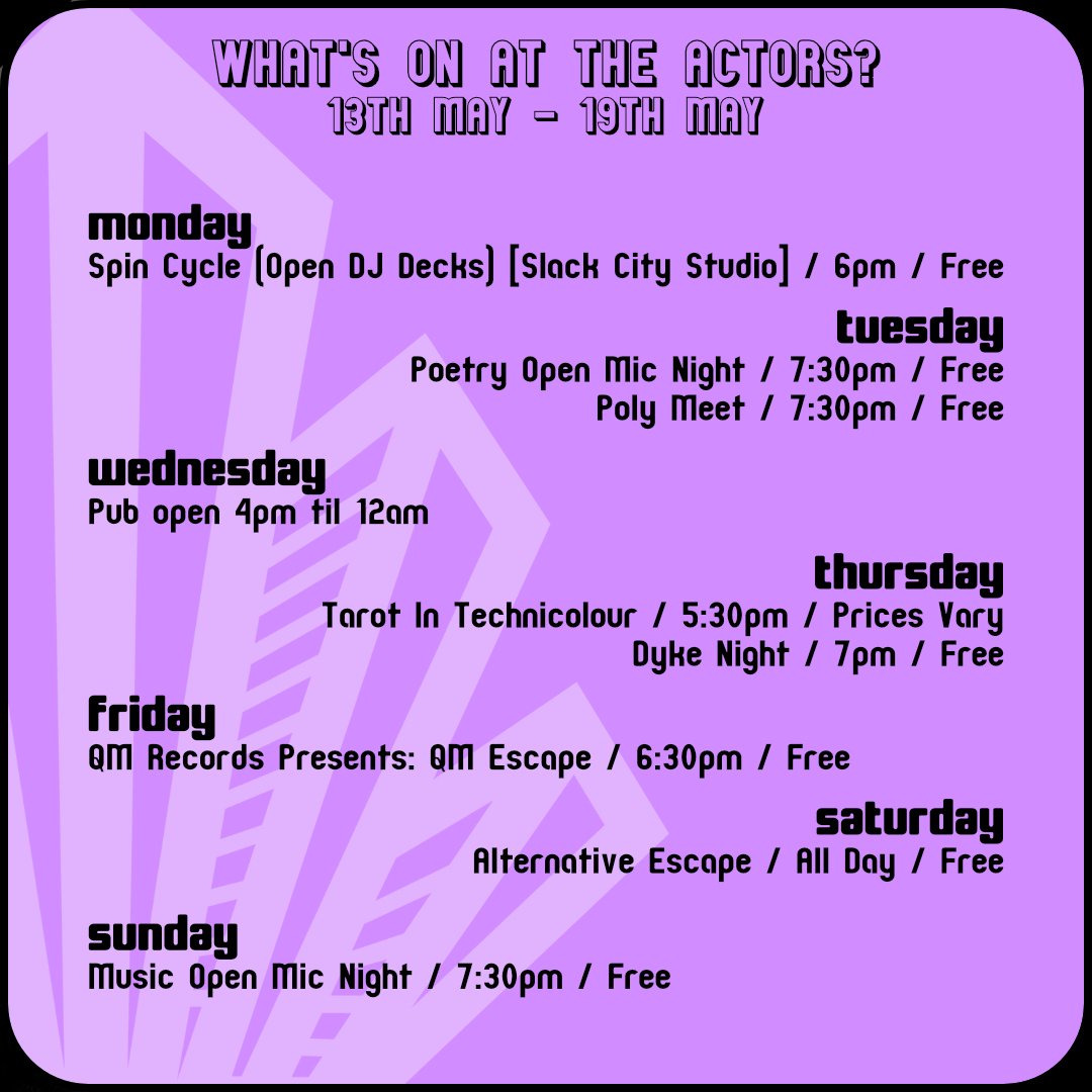 Here's what's on this week!

We are in full Fringe swing now, with an amazing variety of shows for your entertainment 🎭 

Come along and get involved 🥰

#whatsonbrighton #theactors #brightonfringe #brightonevents #opendjdecks #cabaret