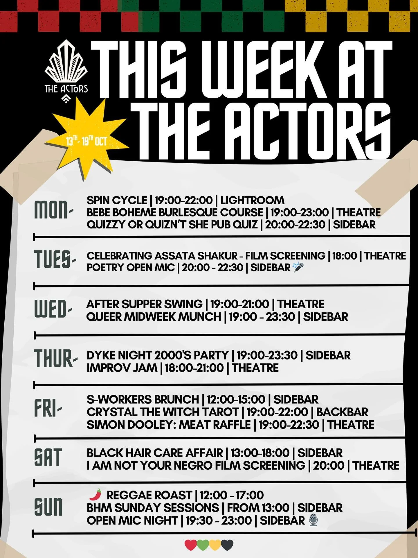 We&rsquo;re keeping the Black History Month energy strong ✊🏾✨🎭
Join us for Celebrating Assata Shakur, Black Hair Care Affair, I Am Not Your Negro, and our BHM Sunday Sessions &mdash; plus all your weekly favourites!
.
From burlesque and swing to im