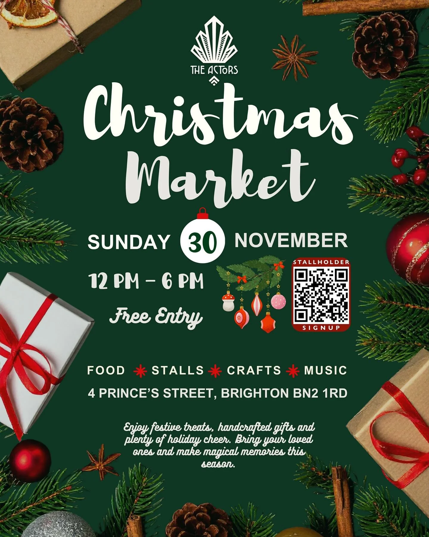 Calling all local makers, artists, and creatives! 🎁✨
We&rsquo;re hosting The Actors Christmas Market on Sunday 30th of November (12&ndash;6PM) and we&rsquo;re looking for stallholders to join our festive lineup 🎅🏽
.
If you sell gifts, crafts, art,