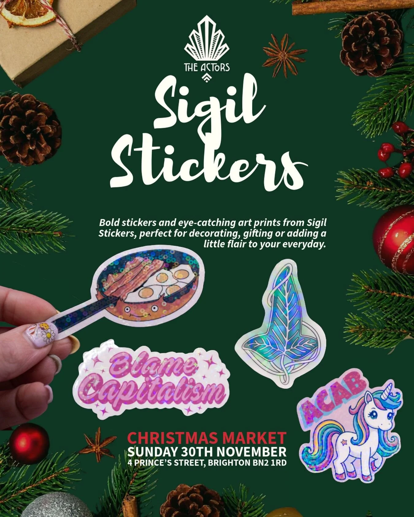 Sigil Stickers is joining us this Sunday with the cutest, quirkiest stickers around ✨💖 Perfect for laptops, journals, gifts and everything in between. Come find your new favourites at our Christmas Market 🎄🎁
.
.
#SigilStickers #StickerShopUK #Cute