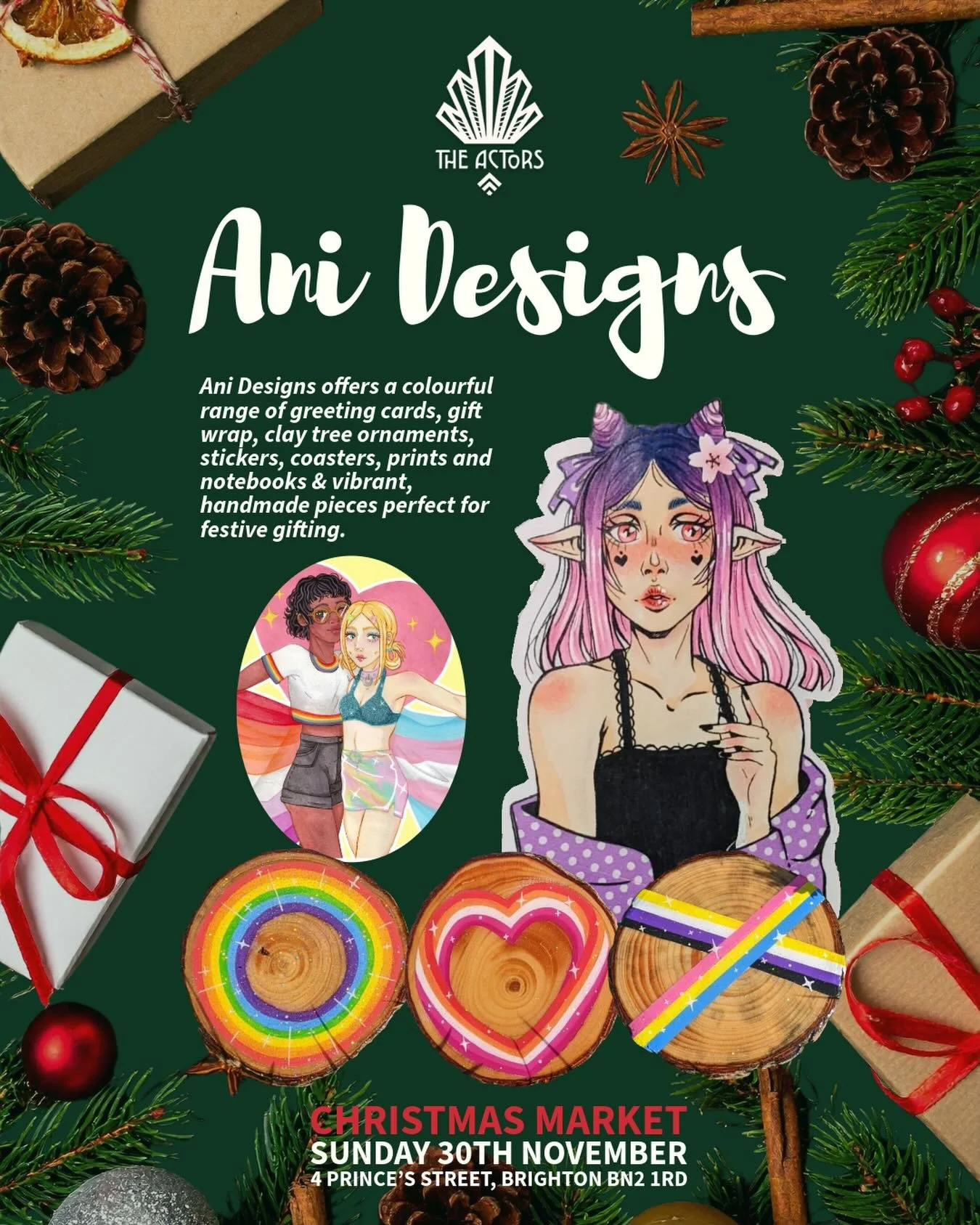 Ani Designs is joining us this Sunday with a gorgeous selection of greeting cards, gift wrap, clay tree ornaments, stickers, coasters, prints and notebooks 🎄✨
Bright, creative and perfect for thoughtful Christmas gifting. Come discover their beautif