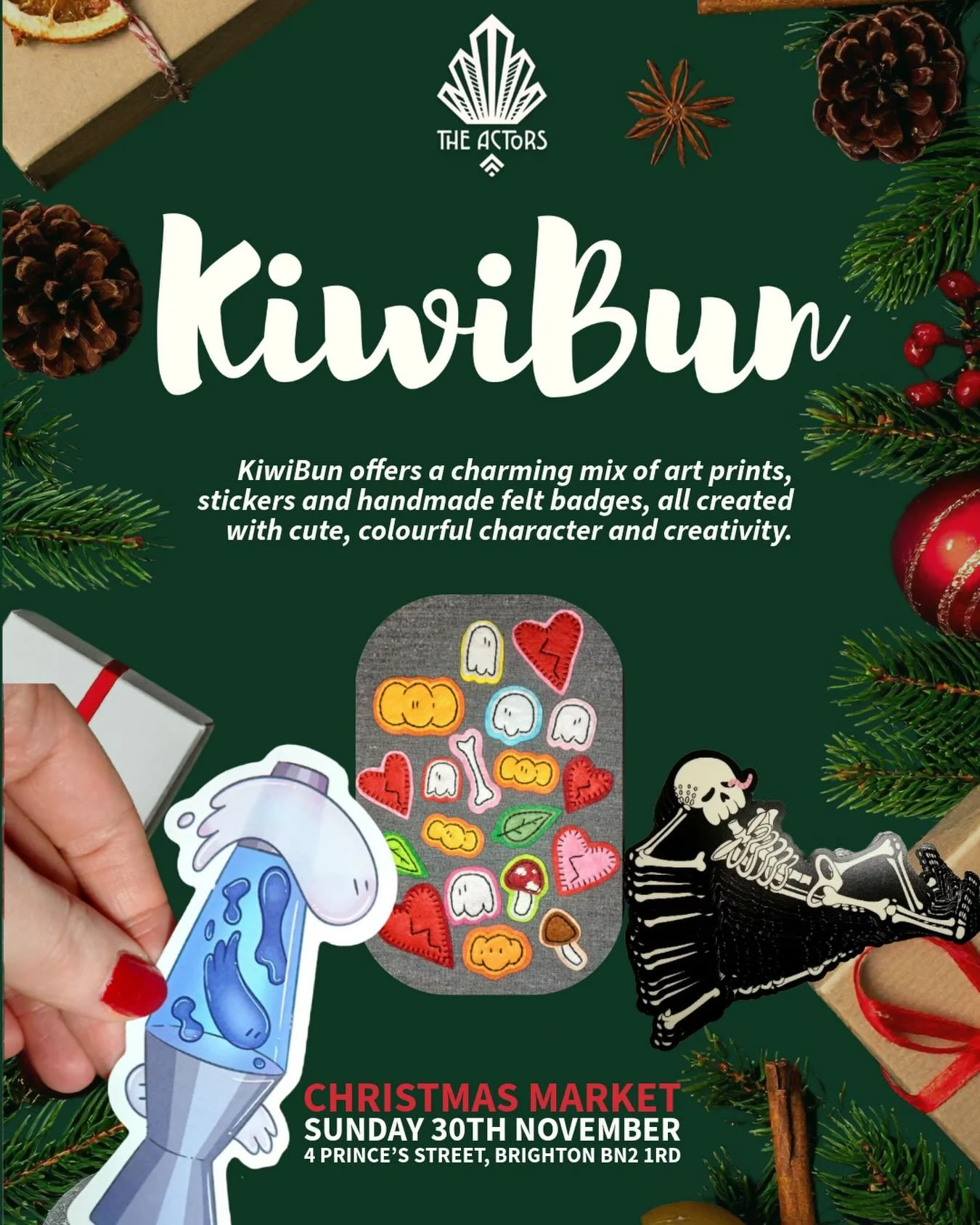 Looking for cute stocking fillers? 🎁✨
KiwiBun brings vibrant prints, stickers and hand-stitched felt badges bursting with colour and personality 💛🌟
.
.
#KiwiBun #BrightonMakers #BrightonMarket #BrightonEvents #ArtPrintsUK #StickersUK #HandmadeBadg