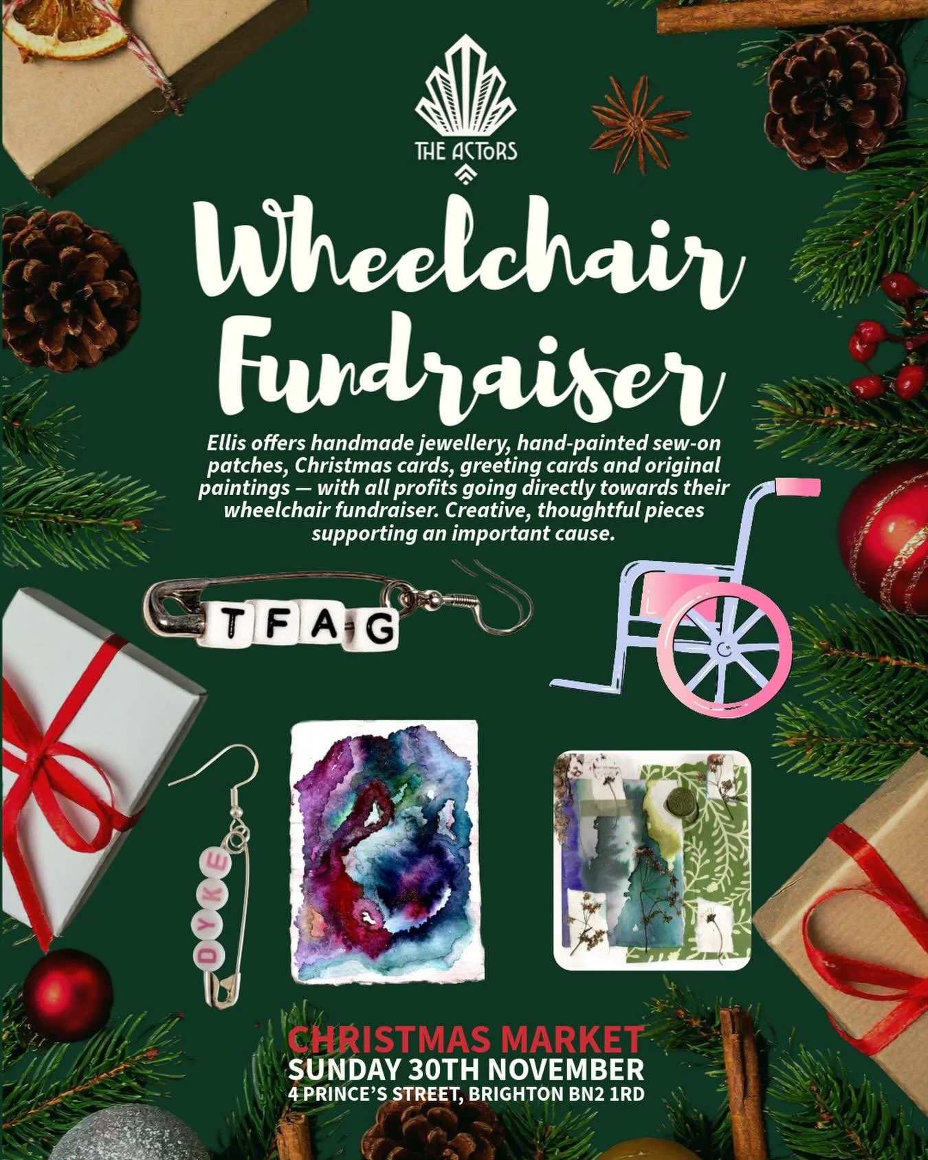 Ellis is joining us this Sunday with a lovely range of handmade jewellery, hand-painted sew-on patches, Christmas cards, greeting cards and original artwork 🎨✨
Every purchase supports their wheelchair fundraiser, making this stall a chance to pick u