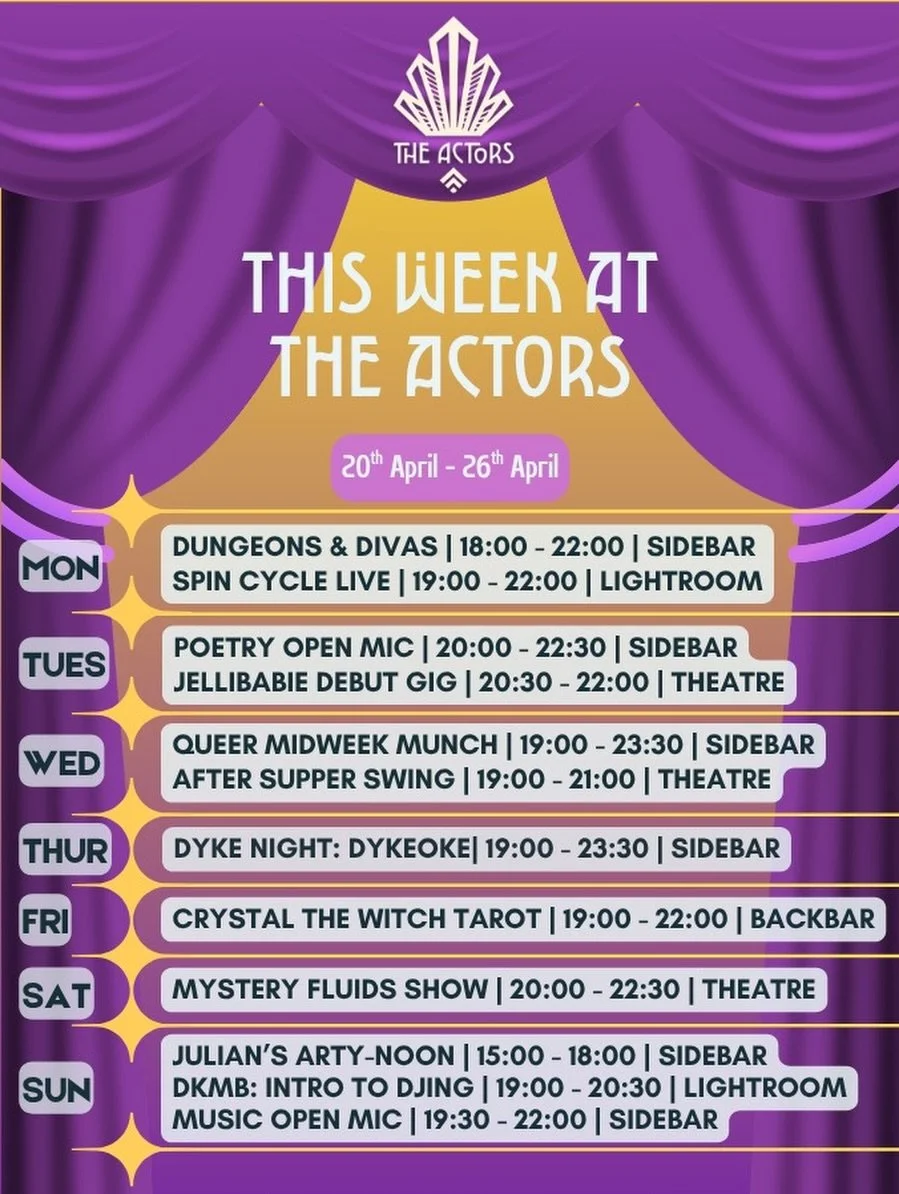 Happy lesbian visibility week! 👀🦺👩&zwj;❤️&zwj;💋&zwj;👩
Here&rsquo;s a reminder to come down to the pub to pick your free @brightonfringe programme and get booking for events in May!
Here&rsquo;s what we&rsquo;ve got for ya this week:

Event Highl