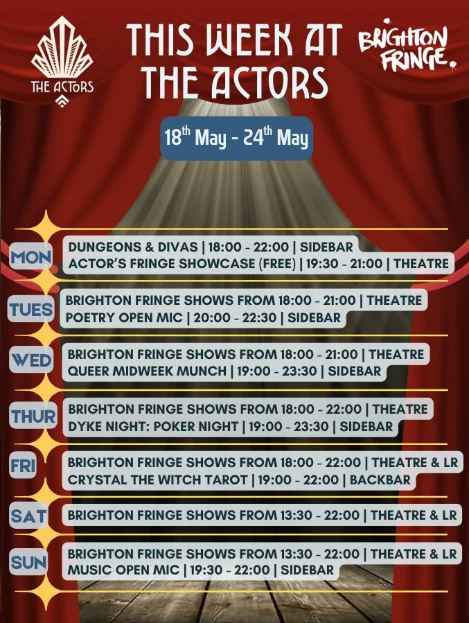 Where is this month going? 
We are into the last two weeks of Fringe so get down to see something whilst you can! 
Our popular Monday weekly freeview preview &ldquo;Pick of the Fringe&rdquo; showcase is tonight along with Dungeons &amp; Divas downsta