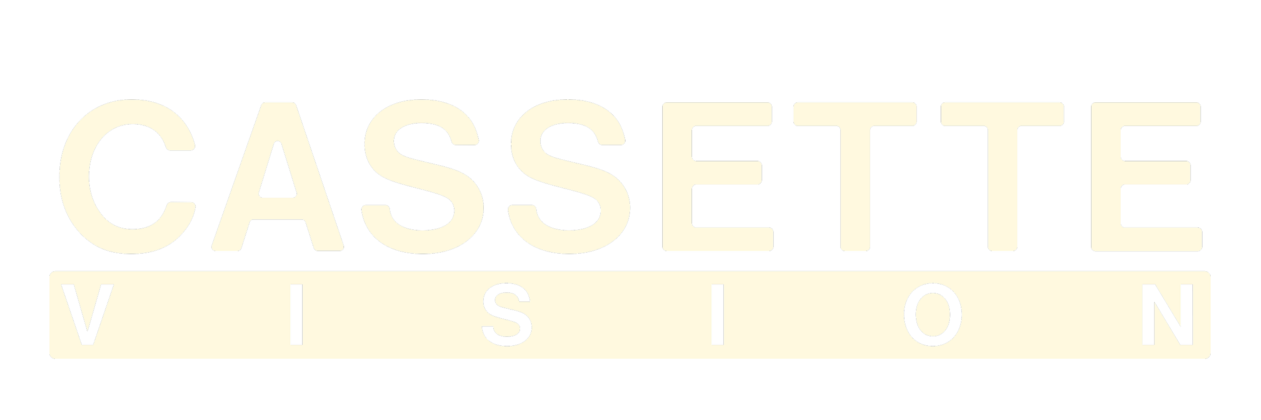 Cassette Vision logo with large bold letters and VHS written below in a box