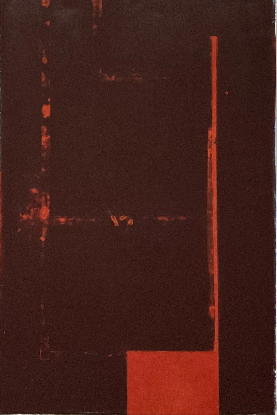 Signal, 2024, acrylic, graphite, pigment stick on paper mounted on linen, 42” x 28”