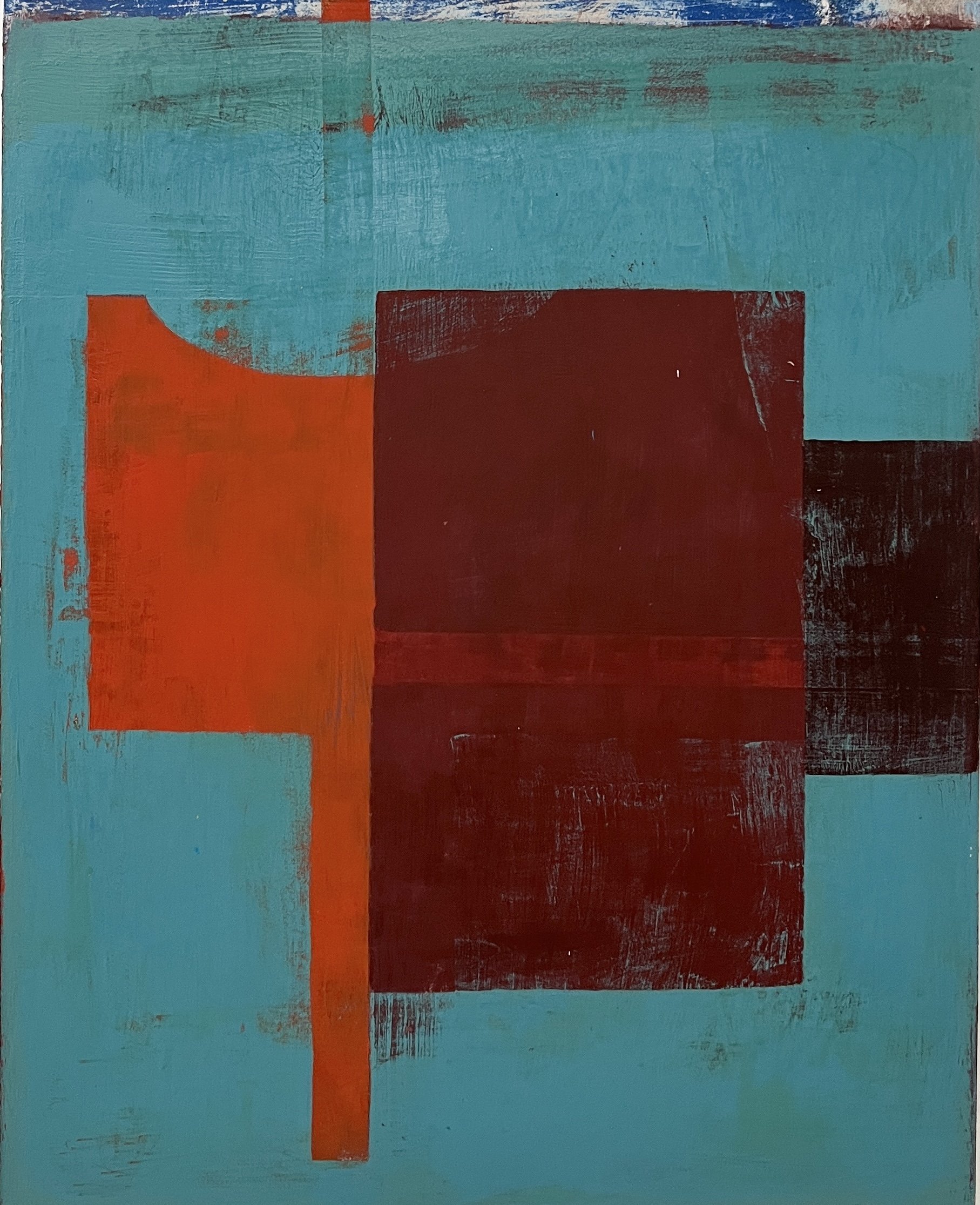 Boundary Fold, 2025, acrylic and mixed media on panel, 20” x 16”