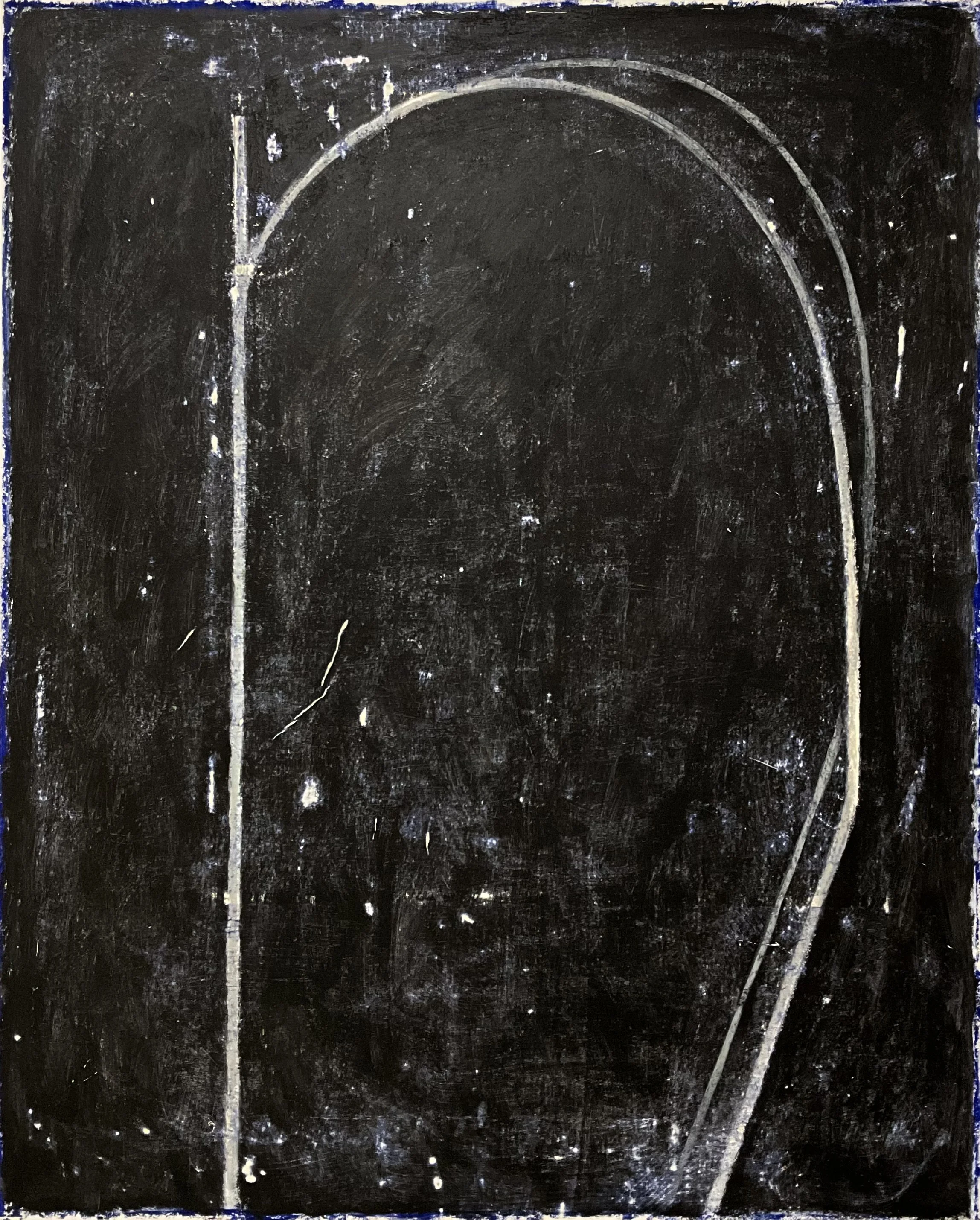 Pivot, 2024, acrylic, graphite, pigment stick on paper mounted on canvas, 52” x 42”