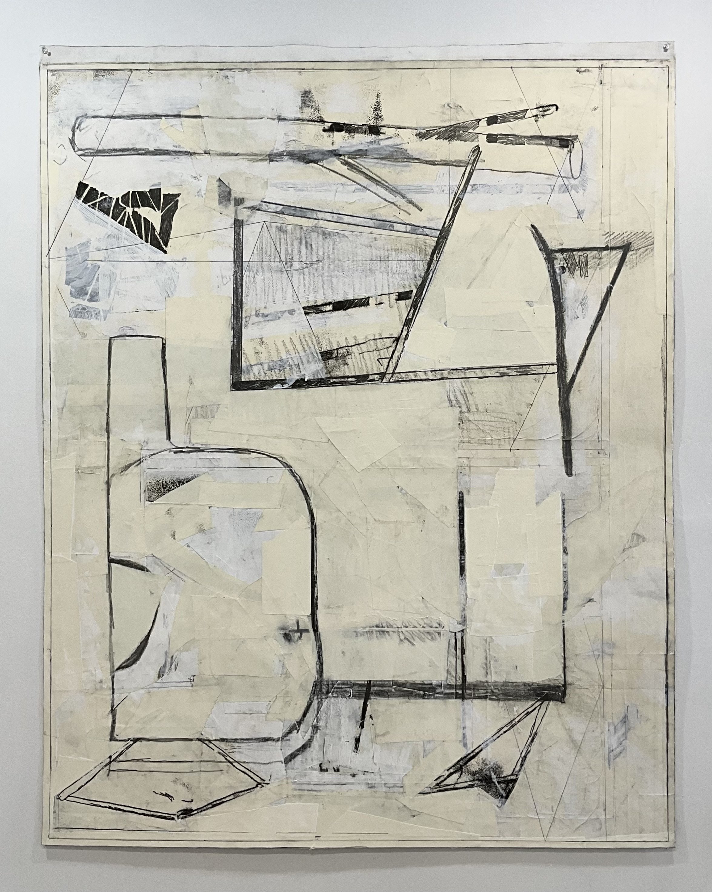 2024-2025, graphite and collage on paper mounted on canvas, 52" x 42"