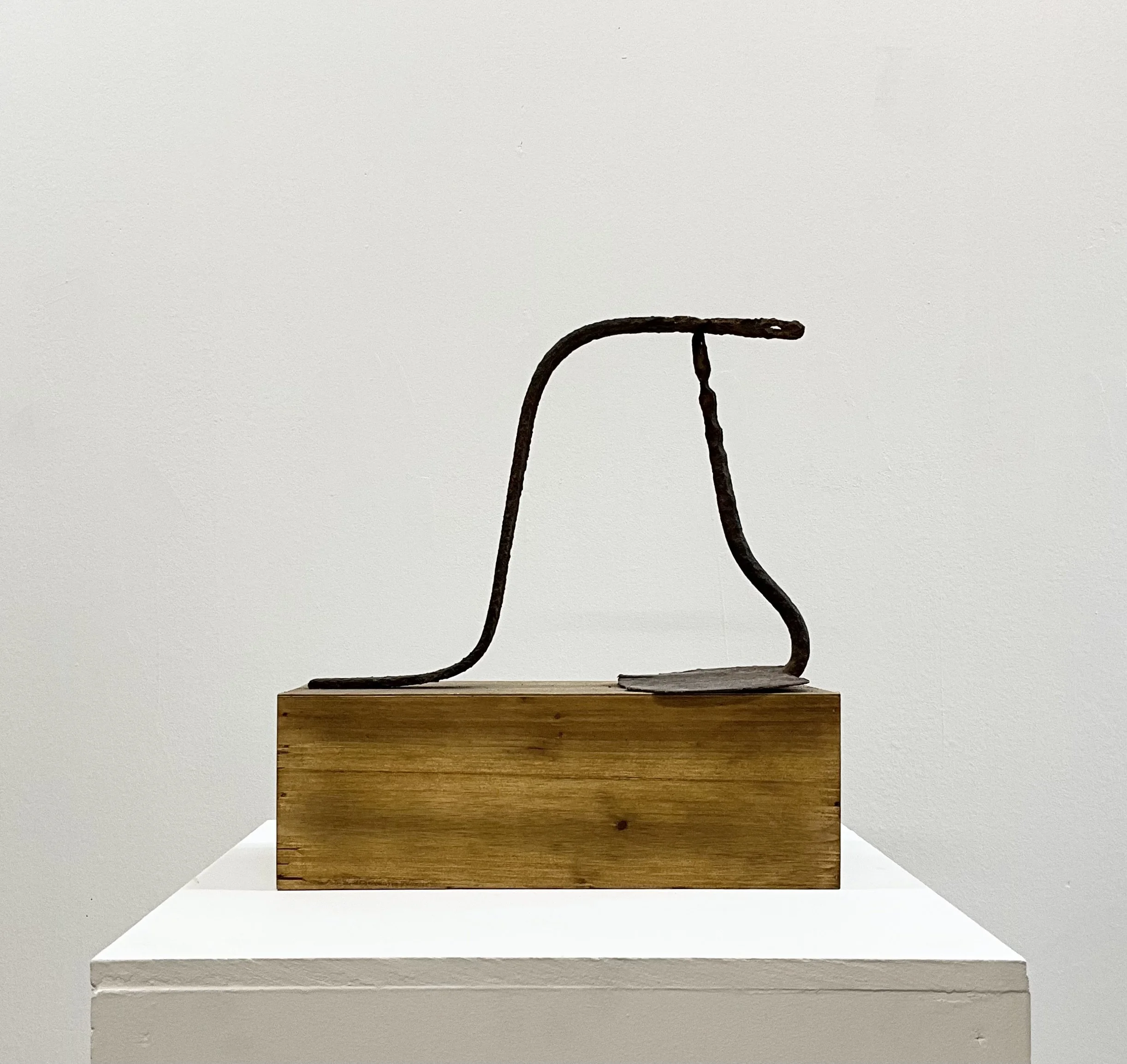 Iron Phrase, 2024, wood, found tools, 12 3/4” x 12” x 6”