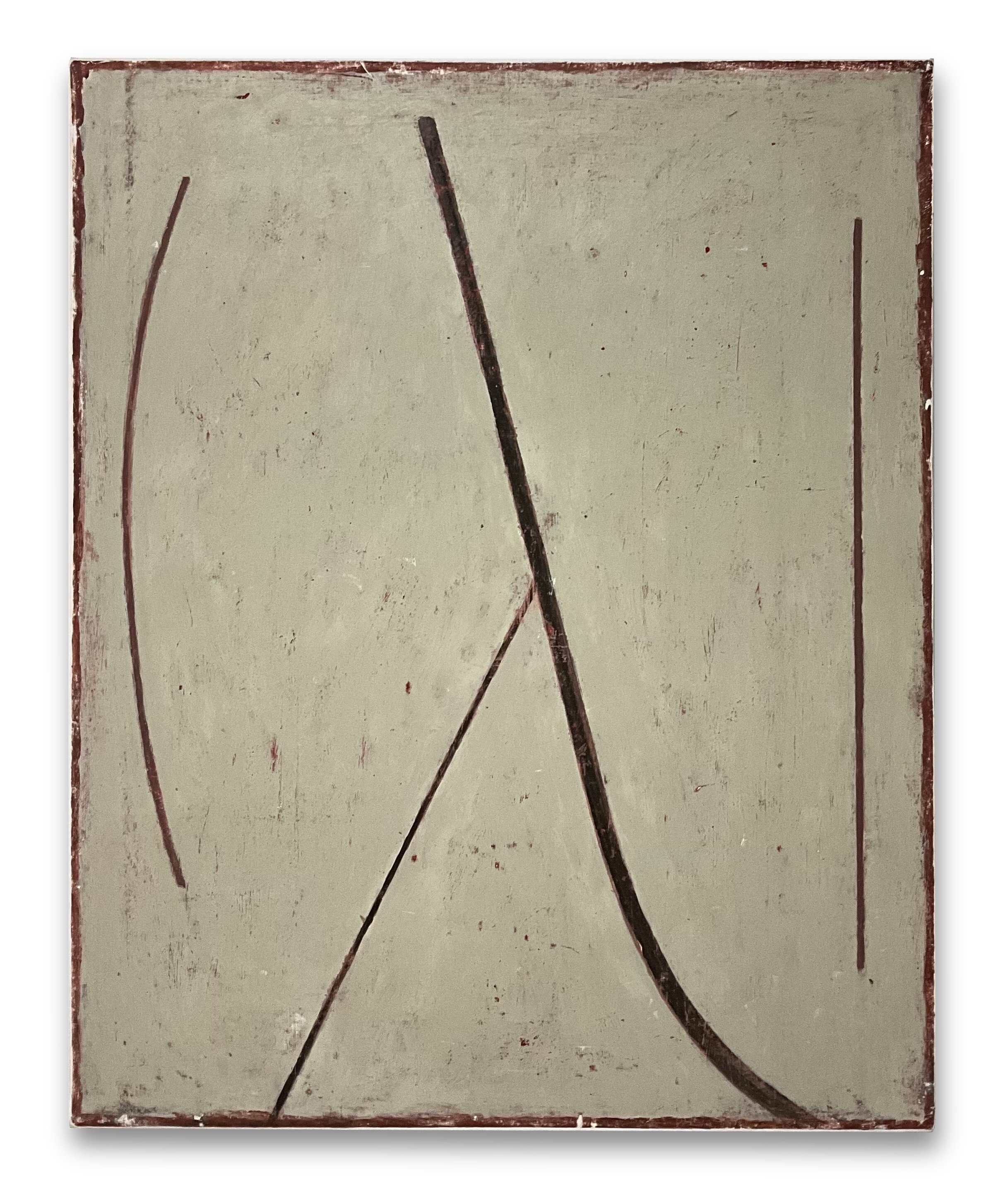 Fulcrum, 2024, acrylic, graphite, oil stick on paper mounted on canvas, 52” x 42”