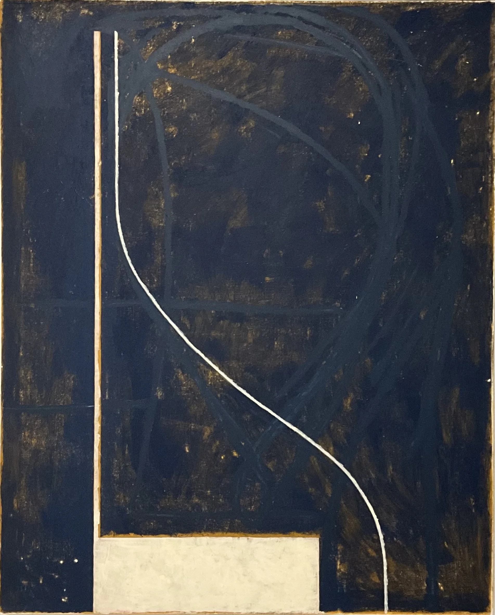 Verse, 2024, acrylic, graphite, pigment stick on paper mounted on canvas, 52” x 42”