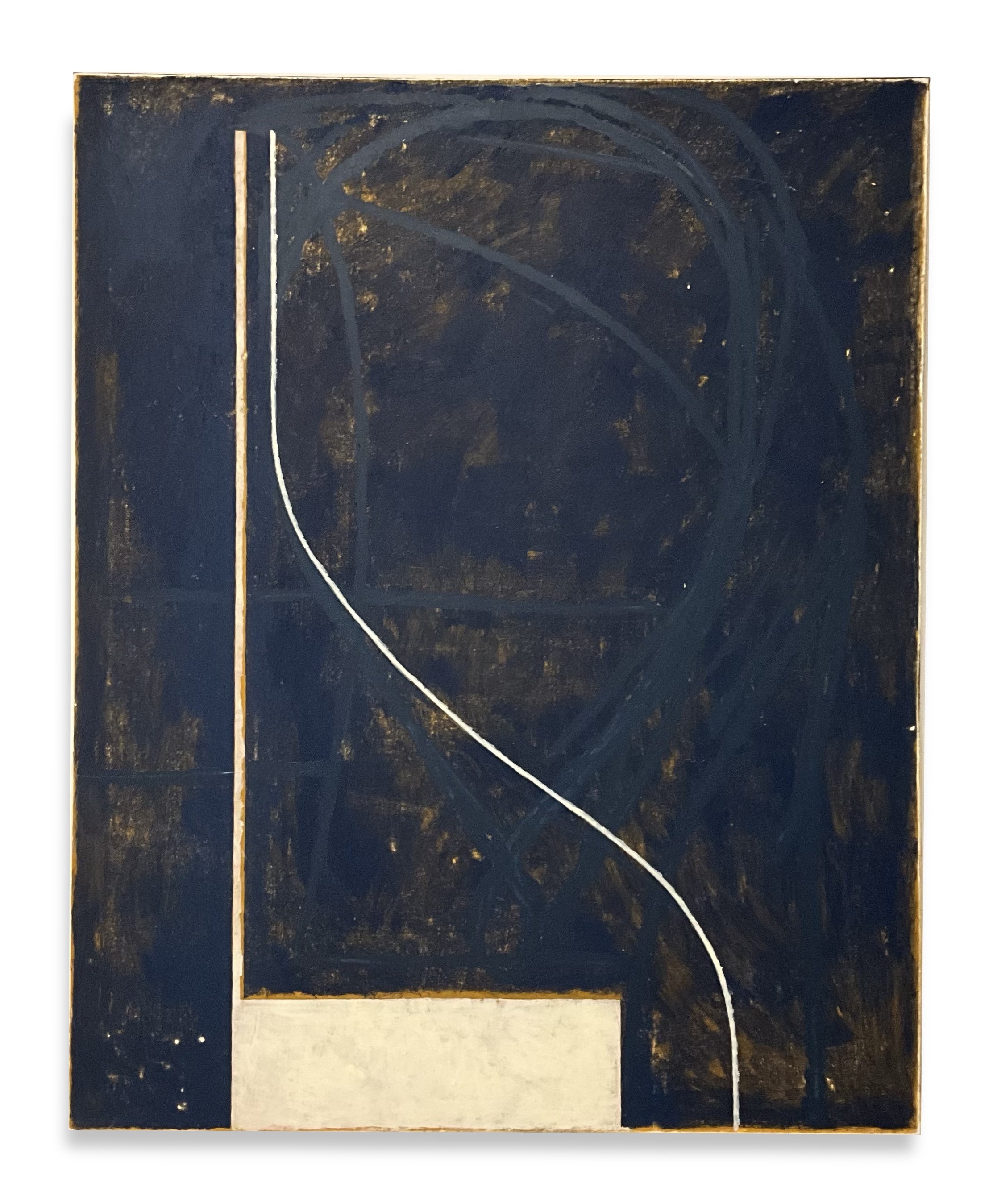 Verse, 2024, acrylic graphite oil stick on paper mounted on canvas, 52” x 42”
