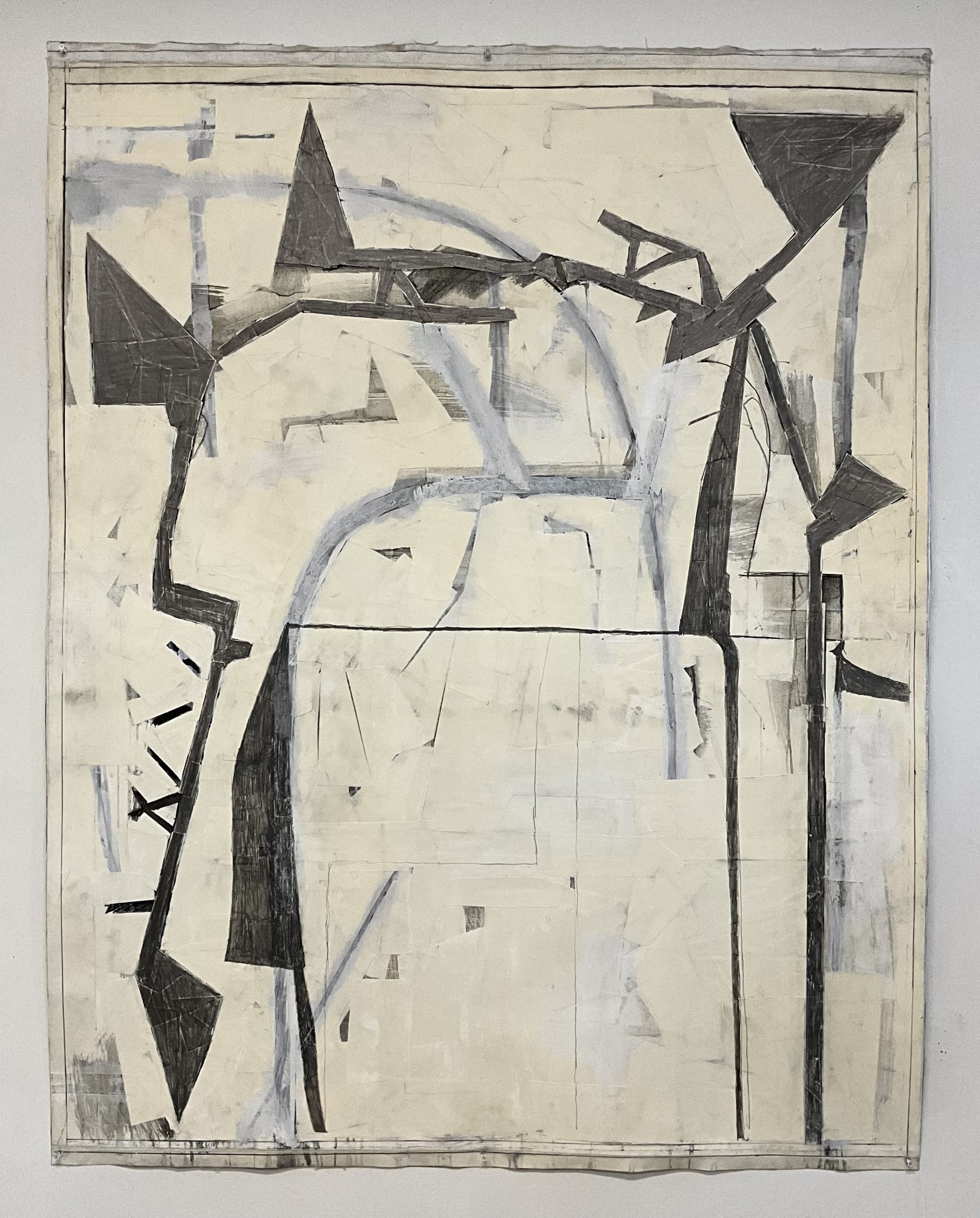 2024-2025, graphite and collage on paper mounted on canvas, 52" x 42"