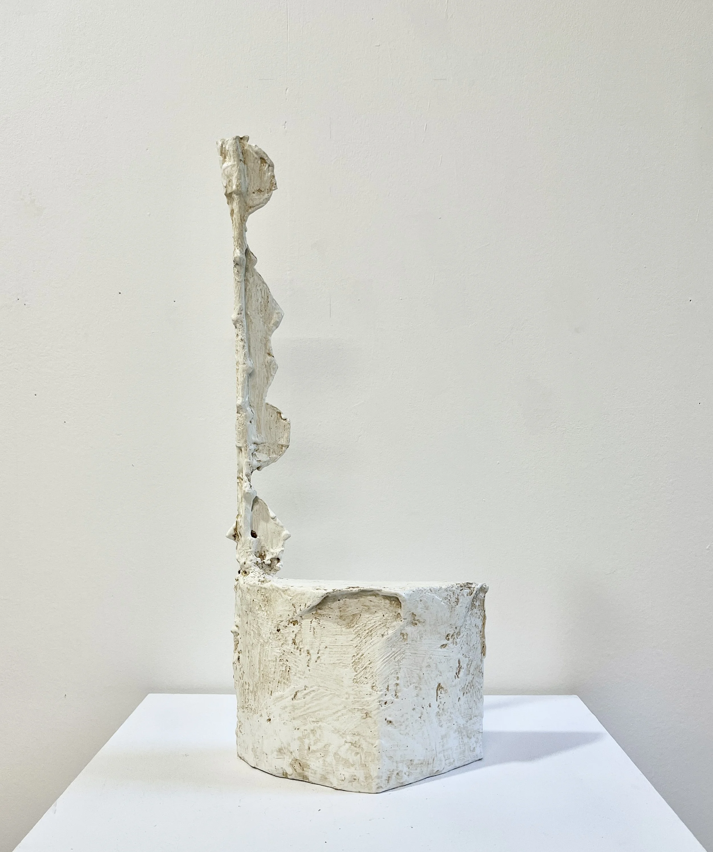 WA No. 11, 2026, paper, plaster, aqua resin, enamel, wax, tape, birch branch, 7 x 18 x 3, 1/2 in.