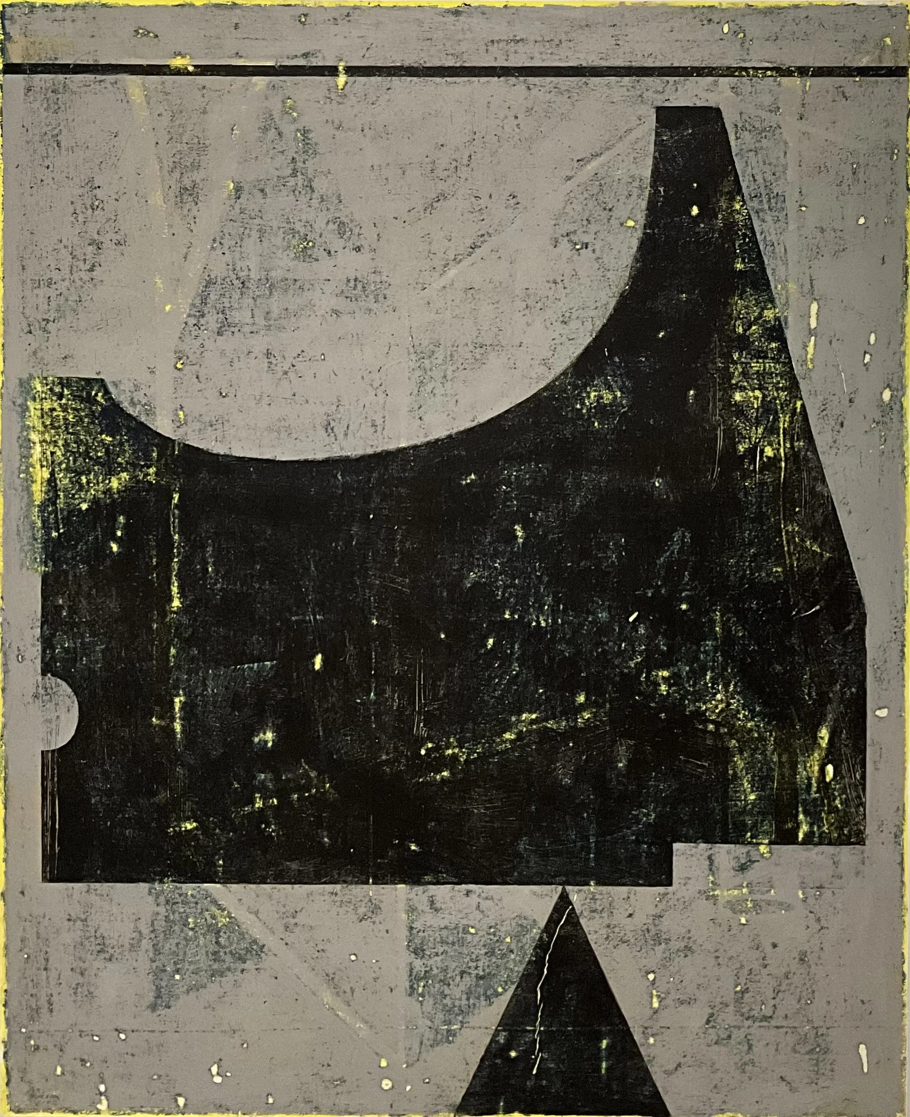 Substructure (Blue Night), 2025, acrylic, graphite, pigment stick on paper mounted on canvas, 52” x 42”