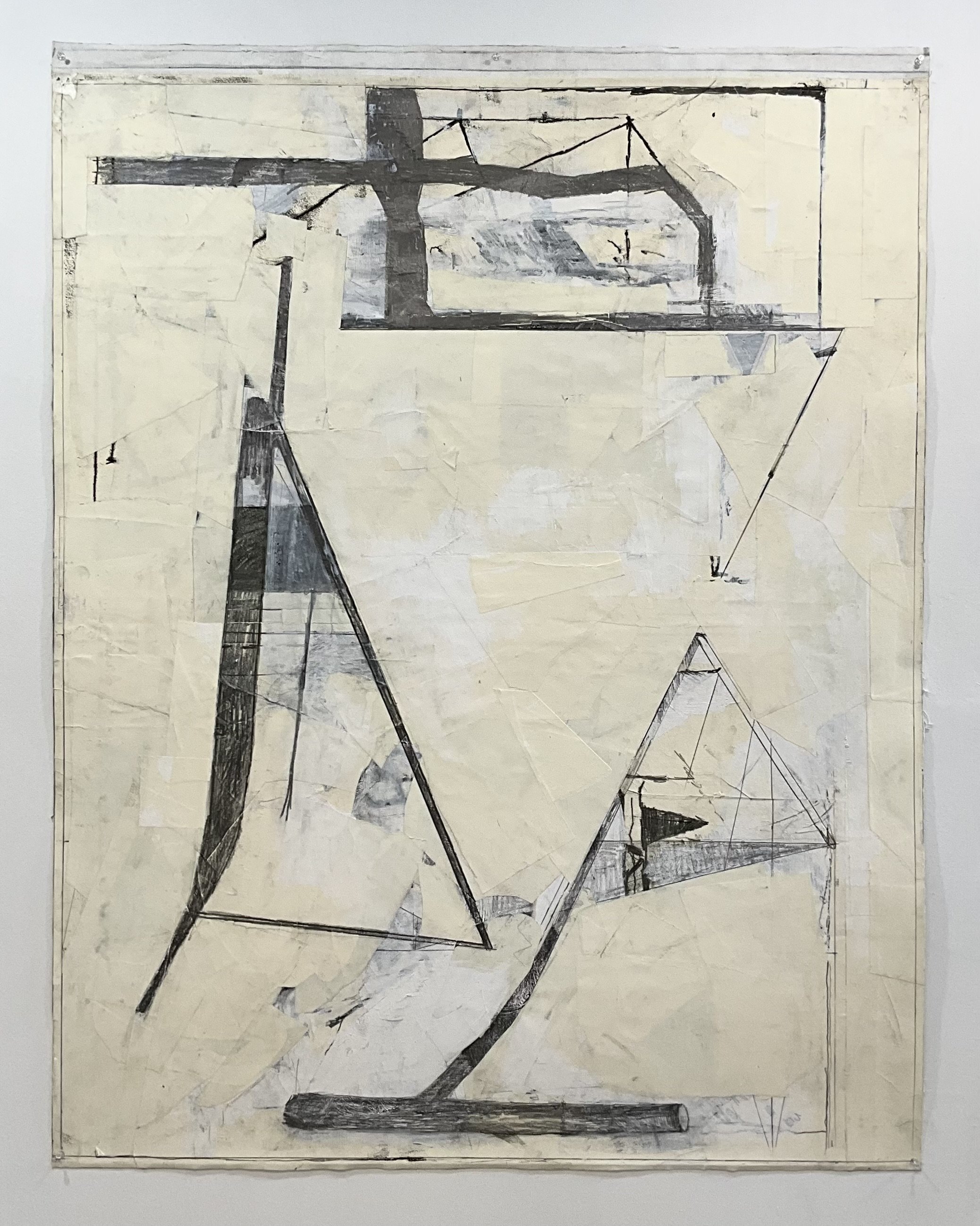 2024-2025, graphite and collage on paper mounted on canvas, 52" x 42"