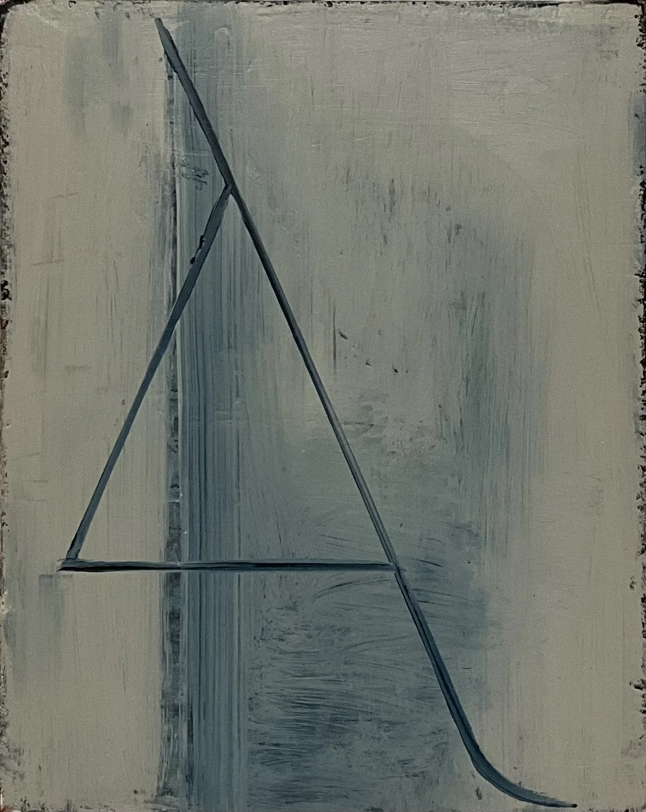 Gray Lift, 2024, acrylic and mixed media on panel, 20” x 16”