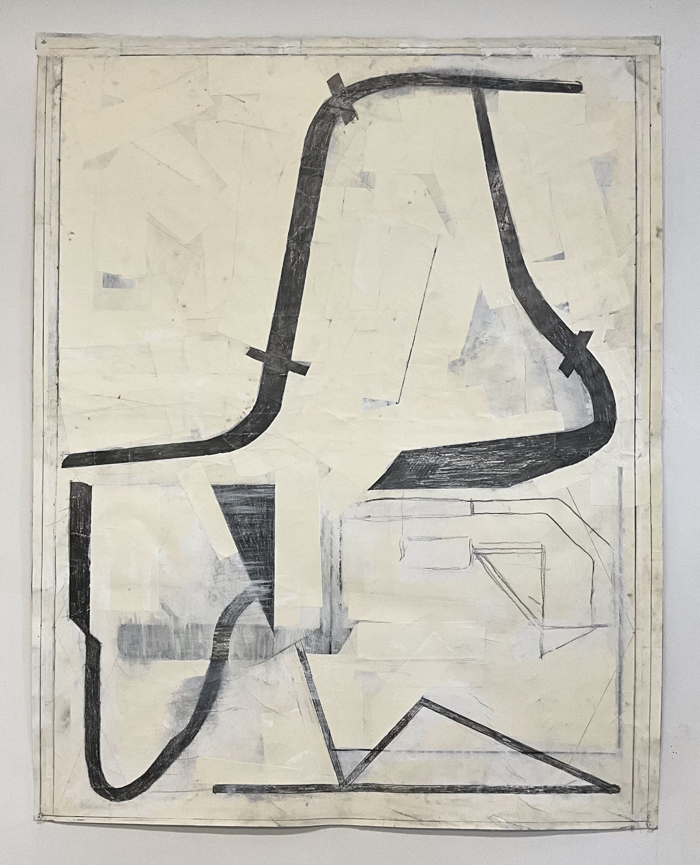 2024-2025, graphite and collage on paper mounted on canvas, 52" x 42"
