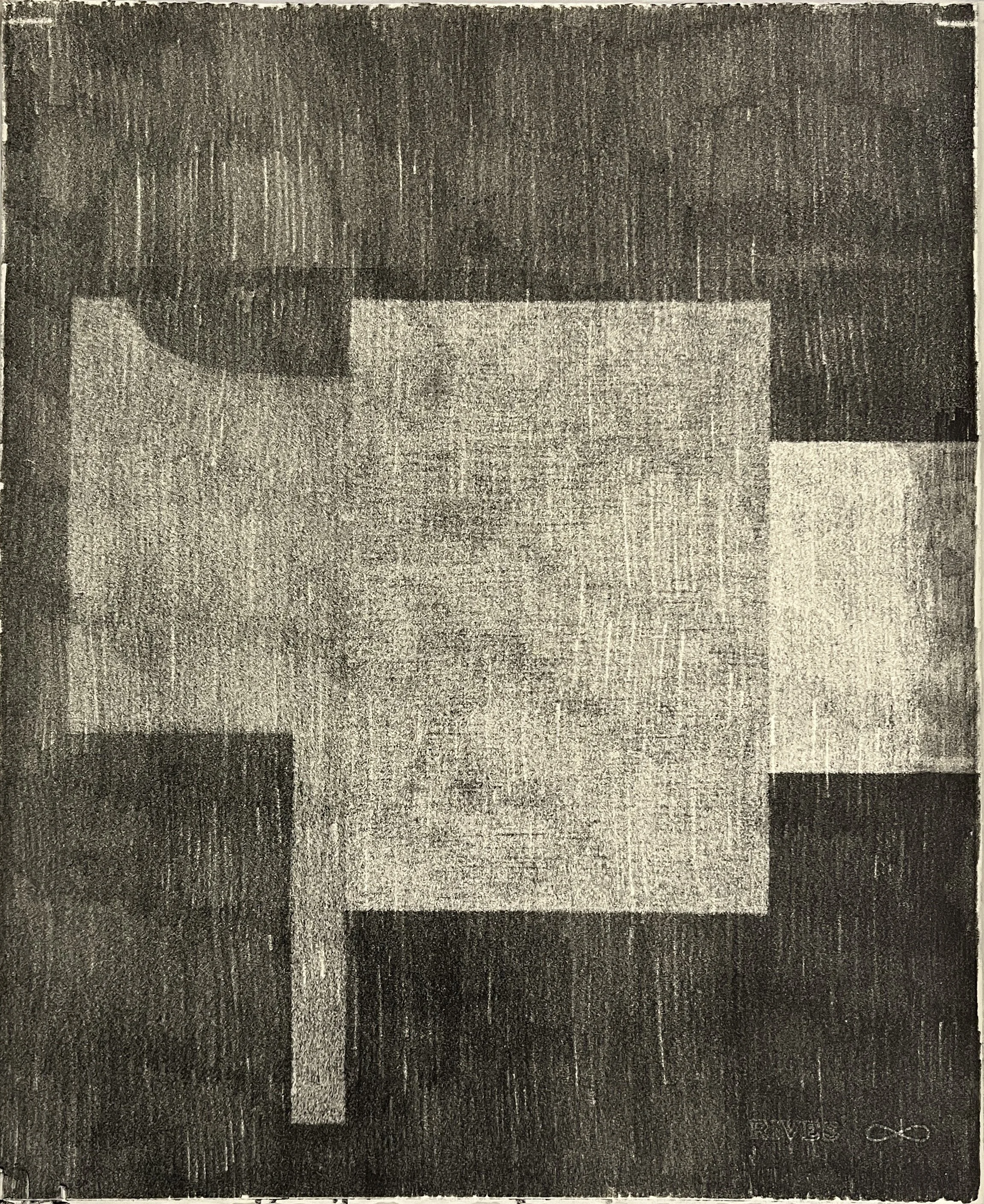 Boundary Fold, Gray, 2026, monotype, 17" x 14"