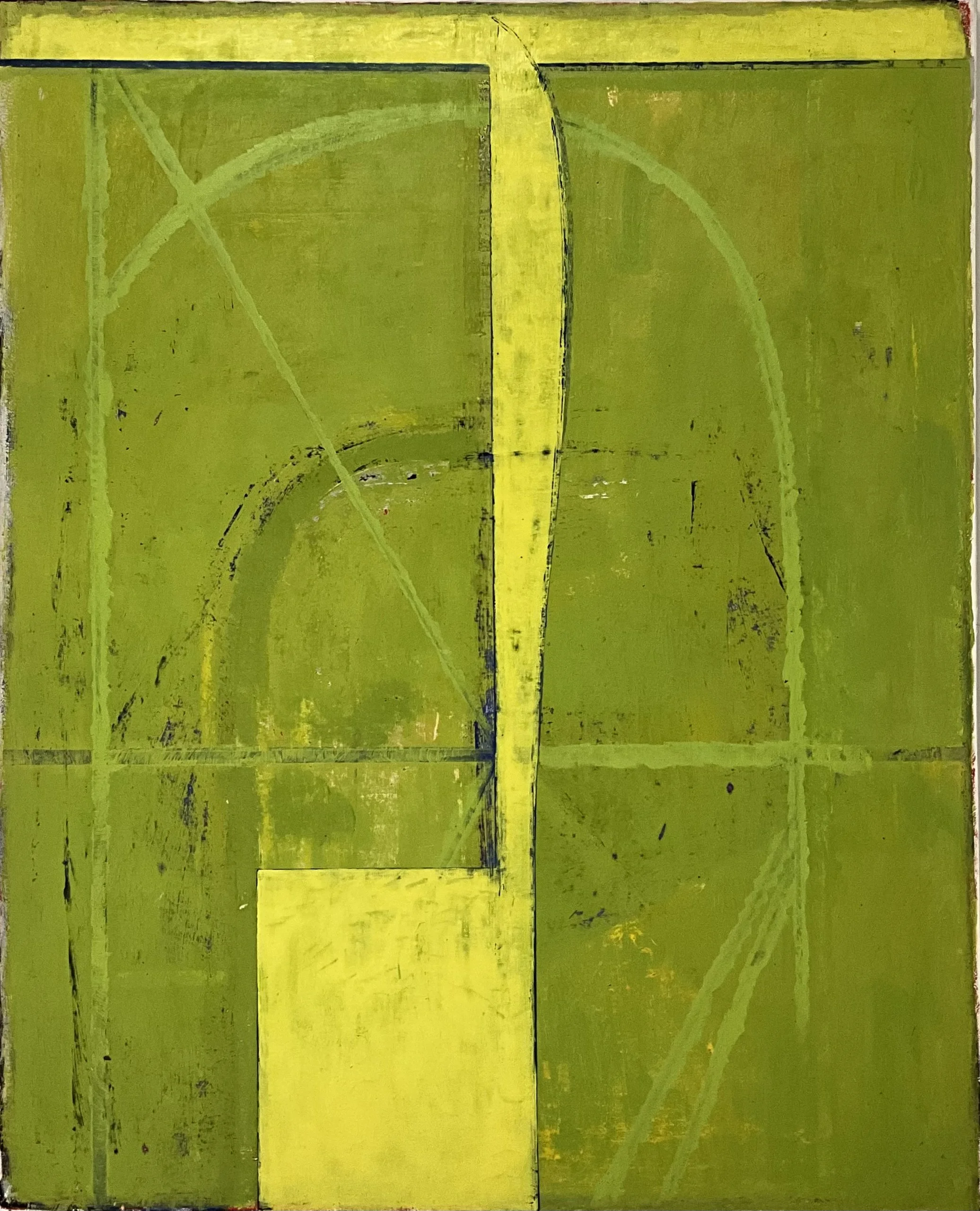 And Yet, 2024, acrylic, graphite, pigment stick on paper mounted canvas, 52” x 42”