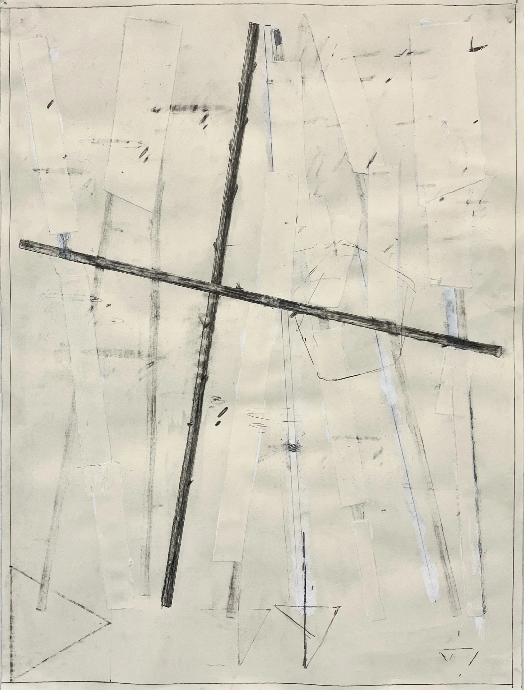 WA No. 28, 2026, graphite, gesso and collage on paper, 24 x 18 in.