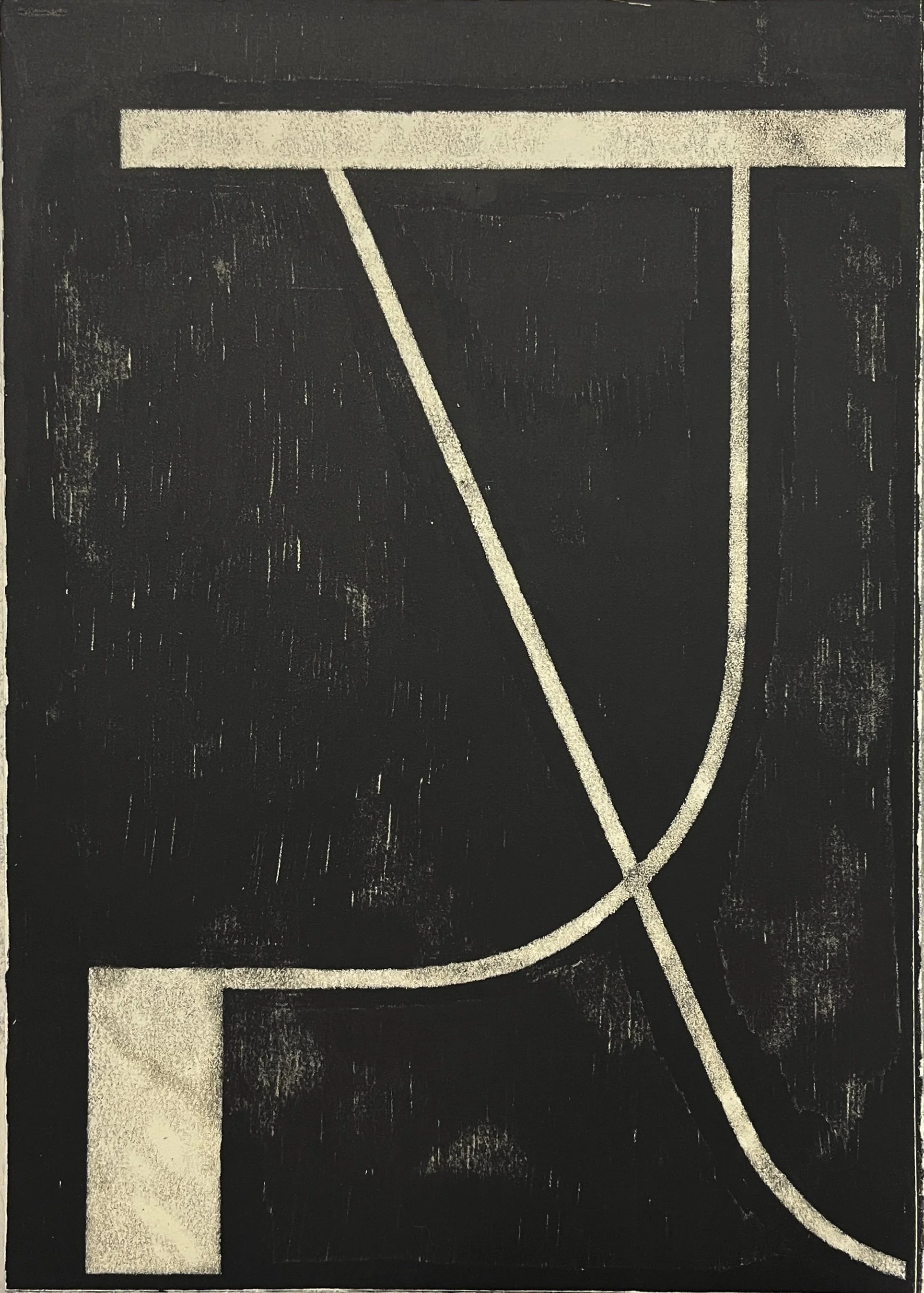 Interval Study (B/W #1), 2025, monotype, 17" x 12"