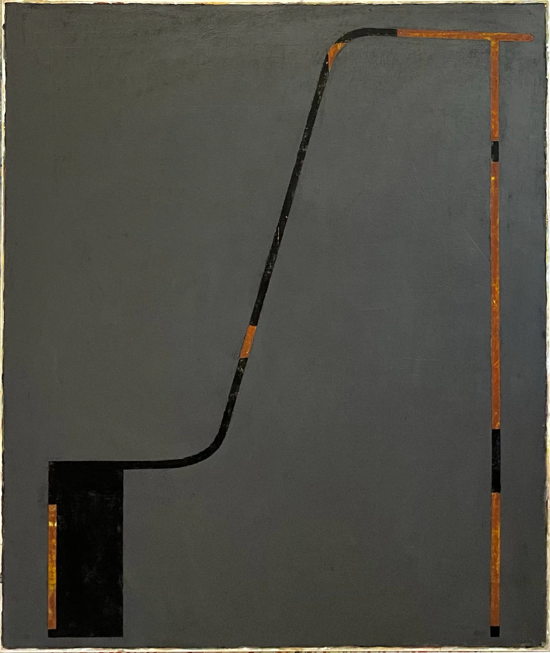 Measured Turn, 2025, acrylic, graphite, pigment stick on paper mounted on canvas, 50" x 42"