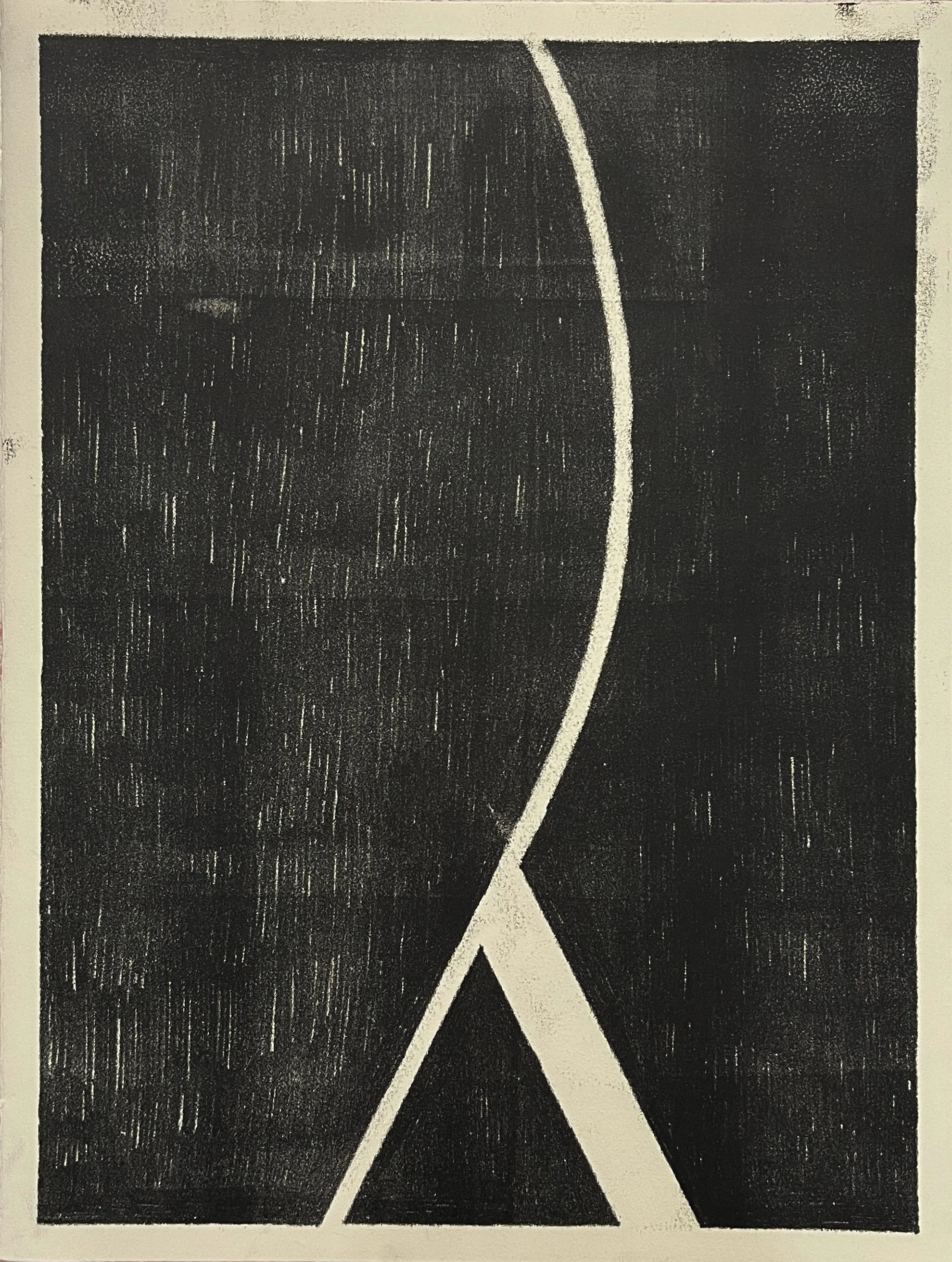 Fulcrum Bend (Black), 2025, monotype, 16" x 12"