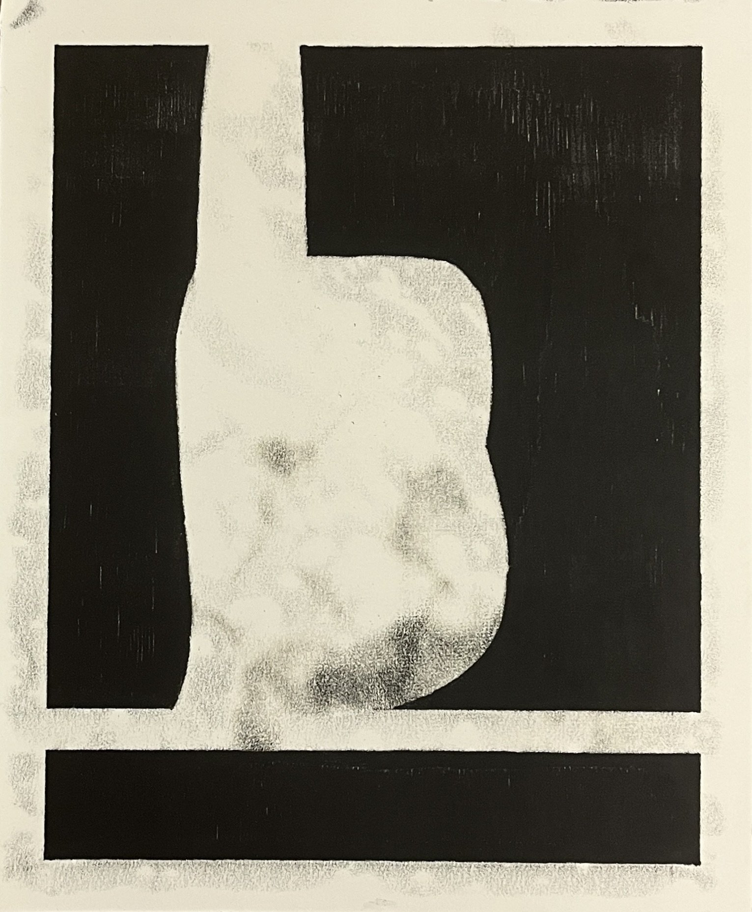 Inverse Study #1, (Blue-Black), 2025, monotype, 17" x 14"