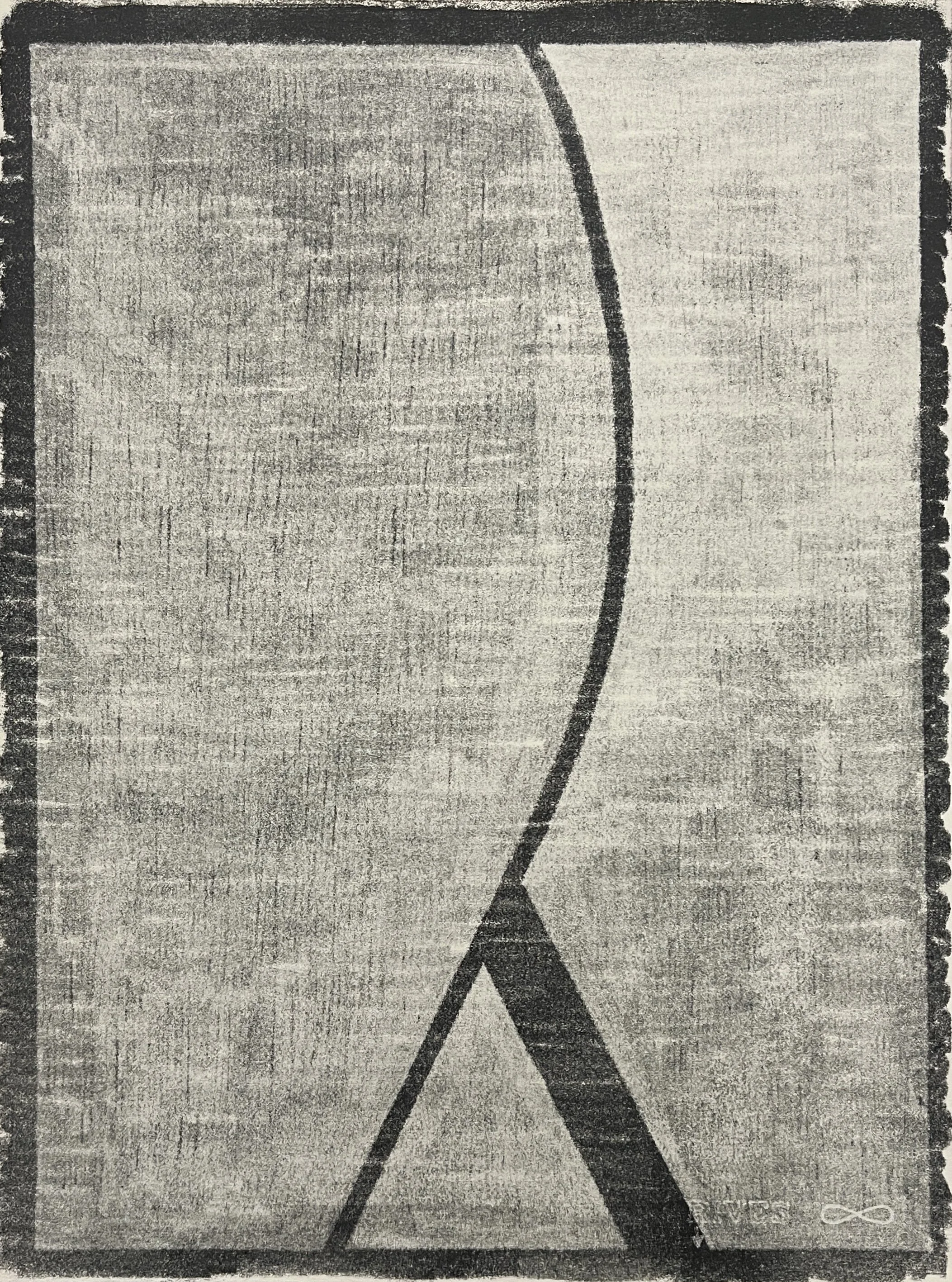 Fulcrum Bend (Gray), 2025, monotype, 16" x 12"