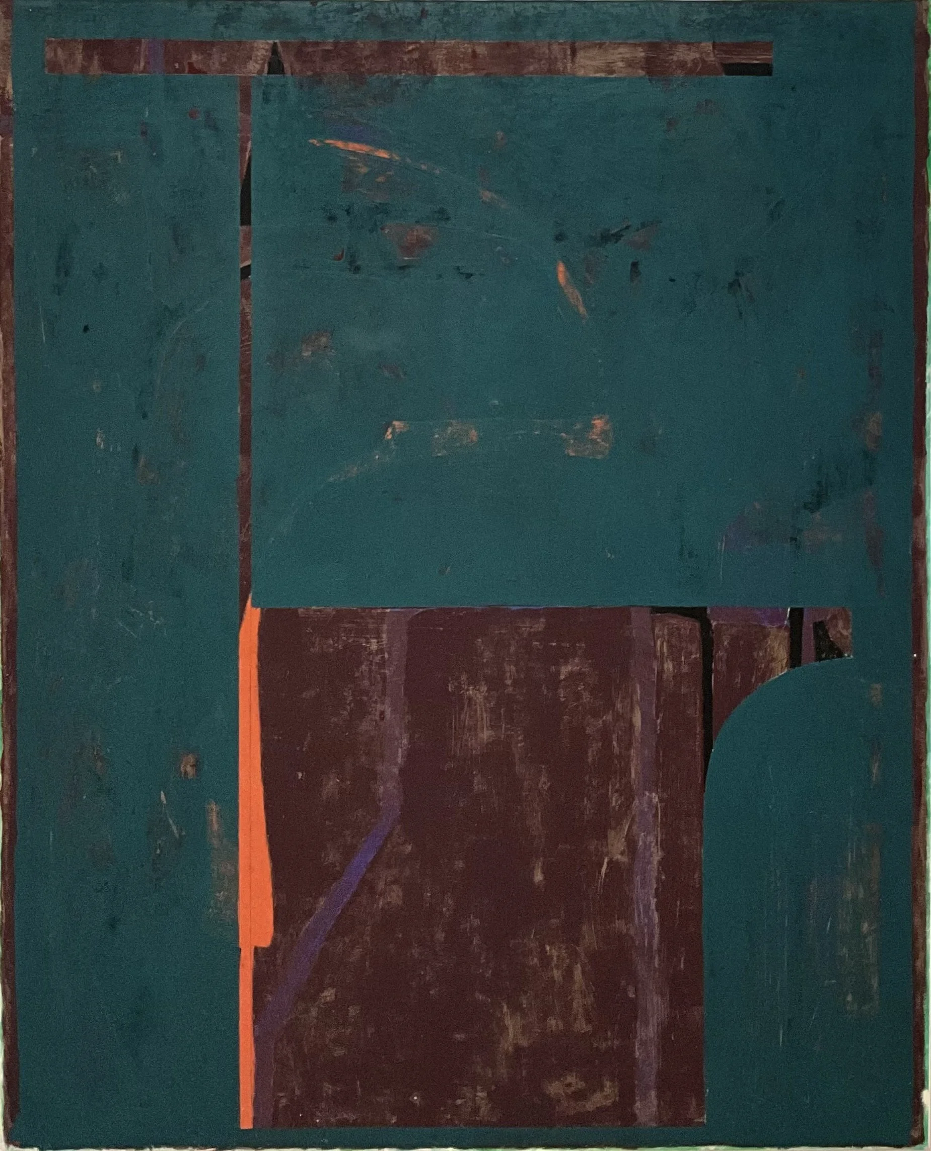 Crossing Lintel, 2025, acrylic, graphite, pigment stick on paper mounted on canvas, 52” x 42”