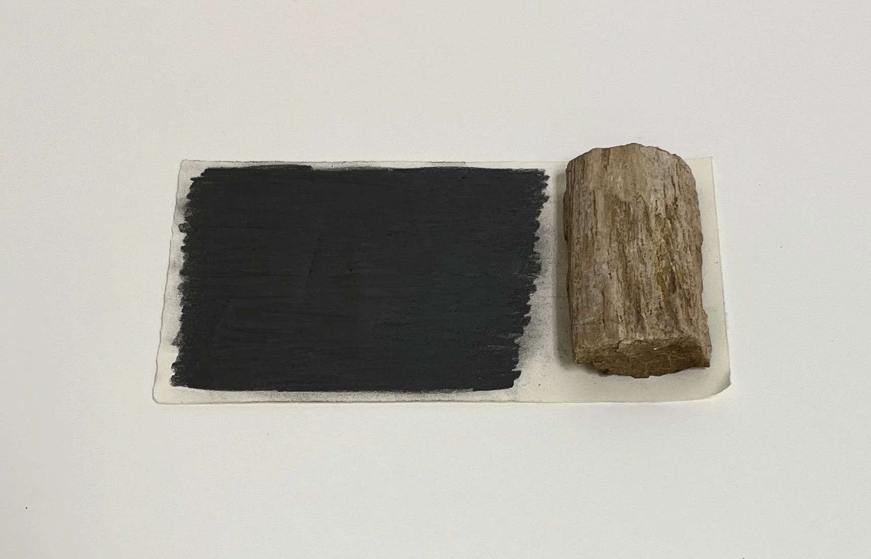 WA No. 12 (Temporary Sculpture), 2026, paper, graphite, found rock, 6 x 12 x 1 1/2 in. 