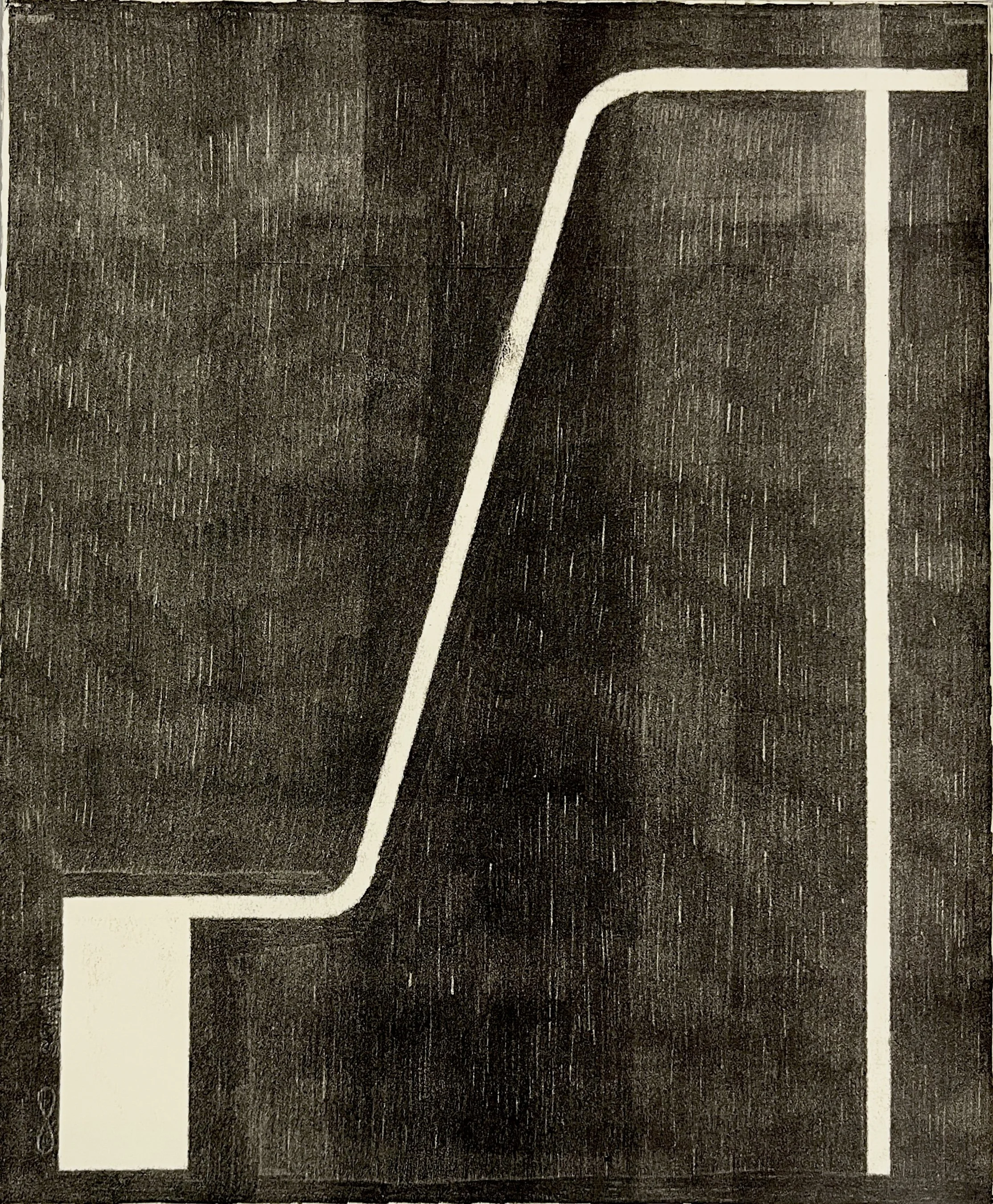 Measured Turn, Dark Field, 2026, monotype, 17" x 14"